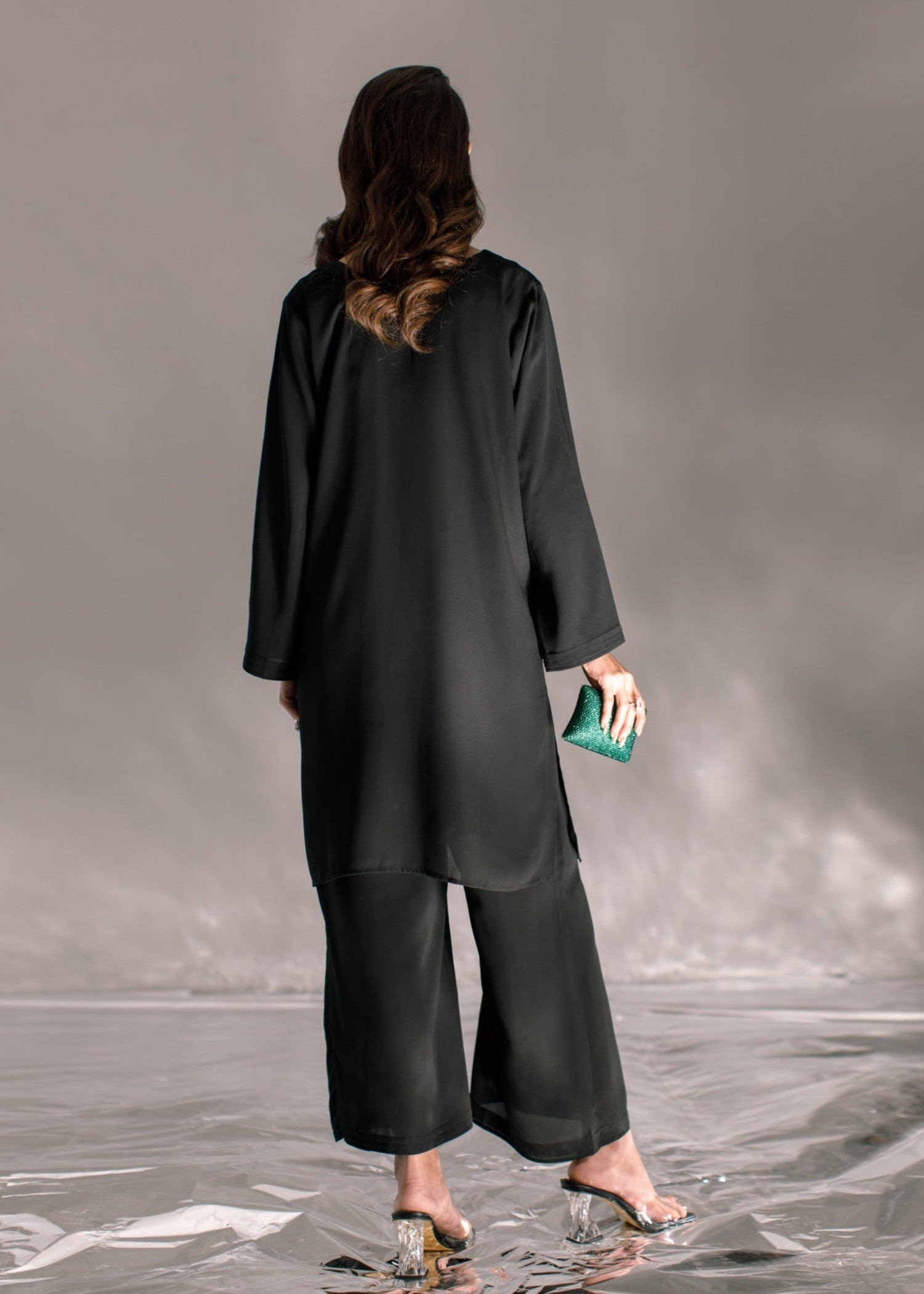 crepe georgette Kurta Set in Black