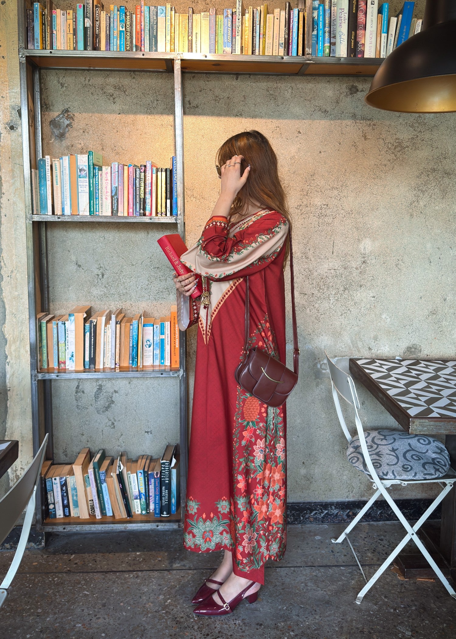 crepe Kurta Set in Rust red
