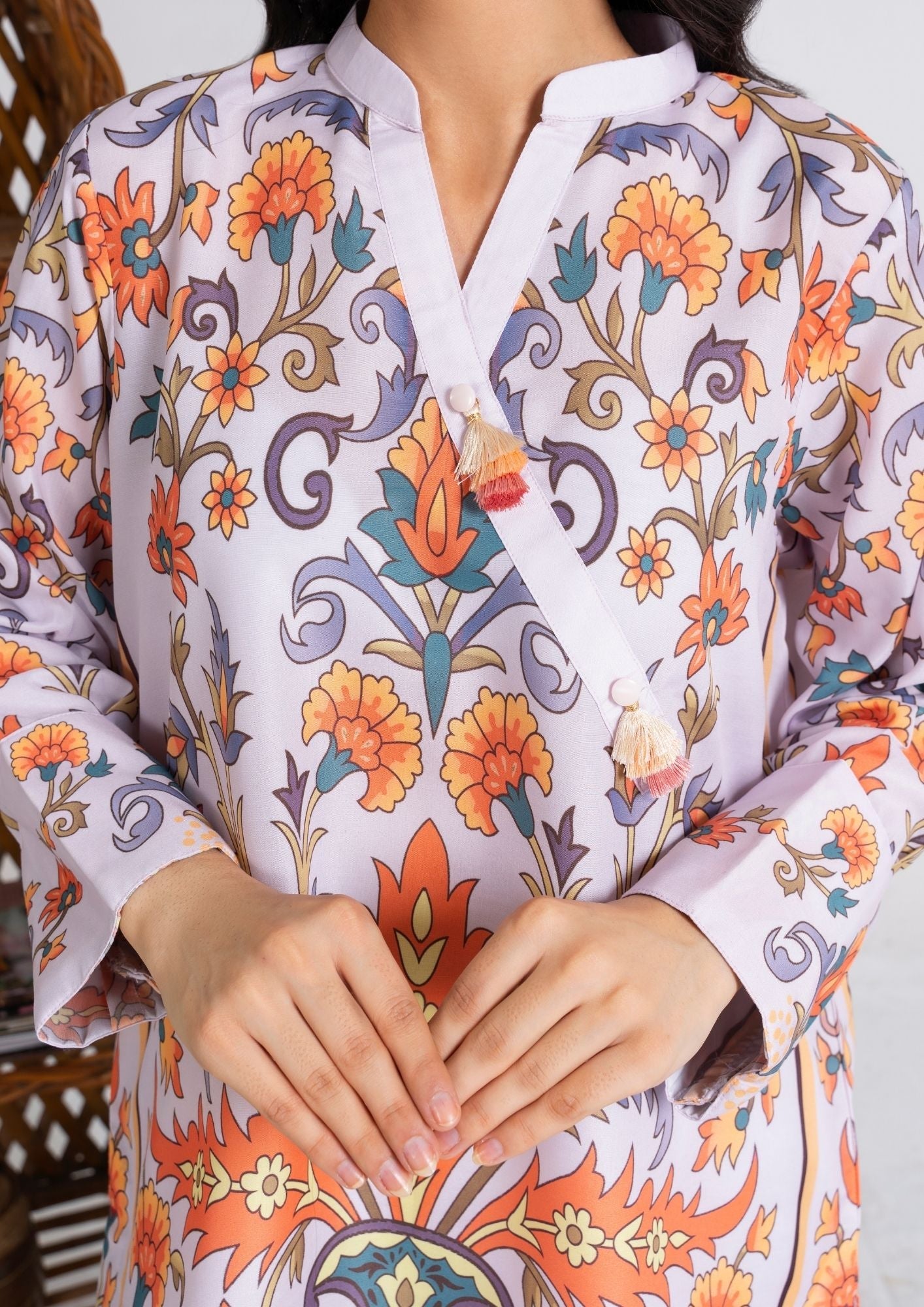 swiss cotton Kurta Set in Lilac