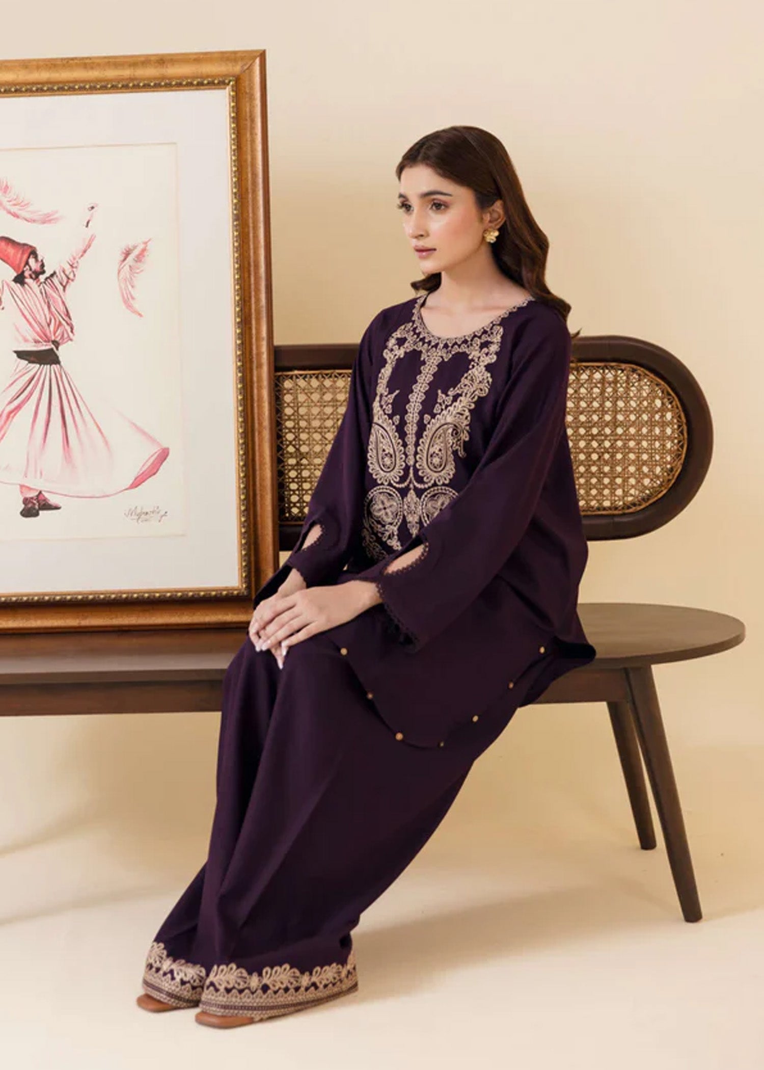 dhanak Kurta Set in Deep purple