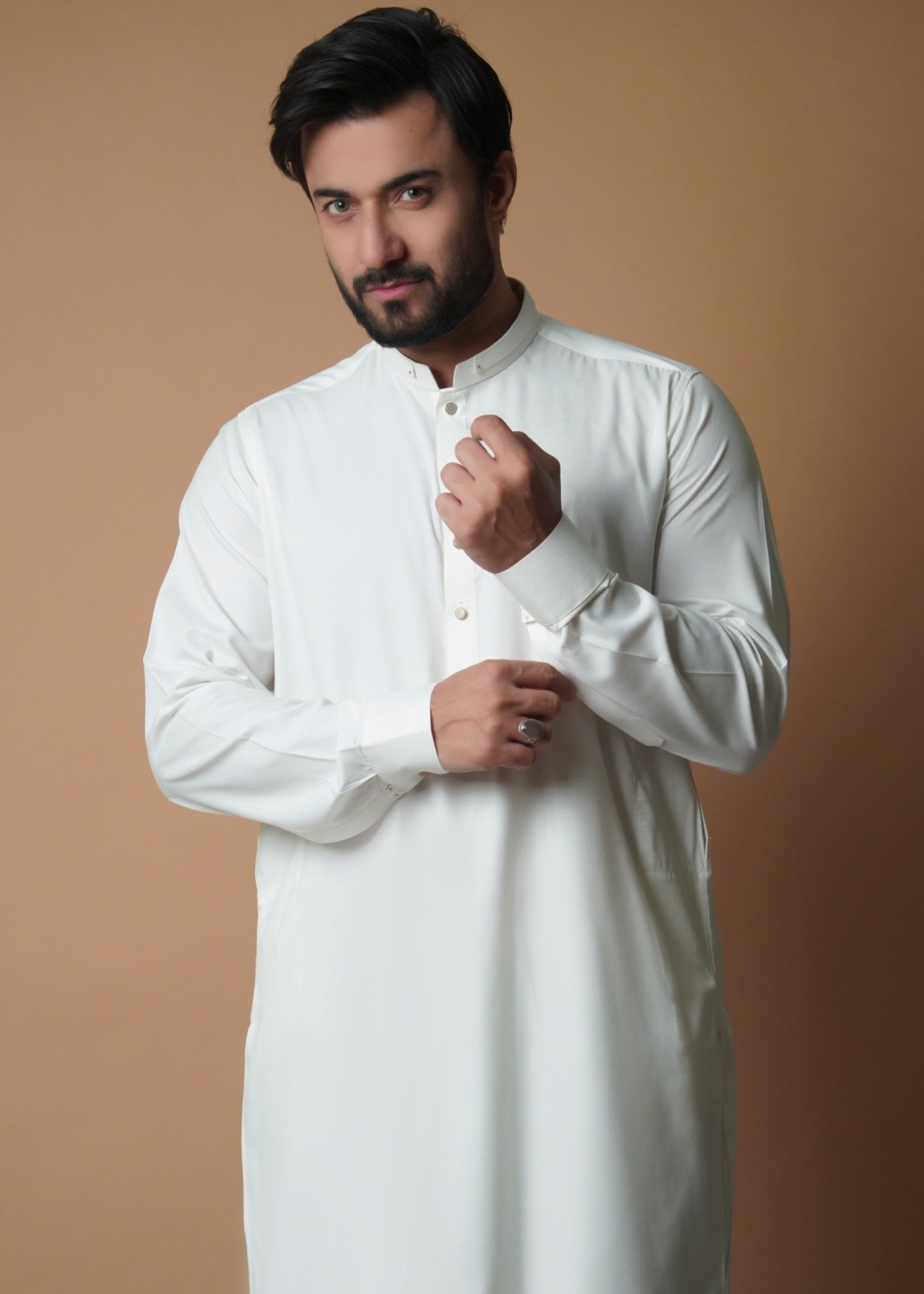 cotton viscose Kurta Set in Off-white