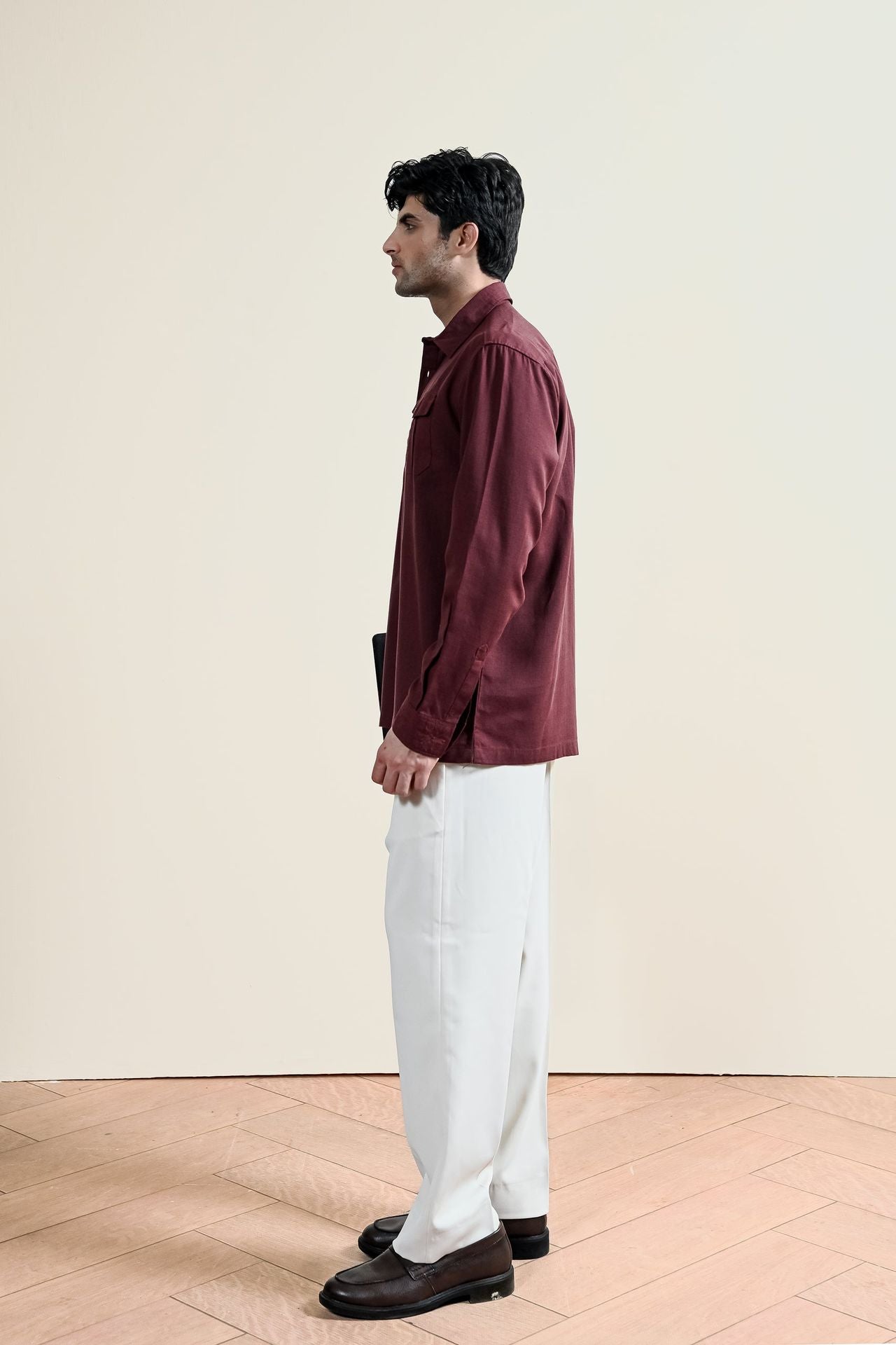 blended linen Casual Shirt in Maroon
