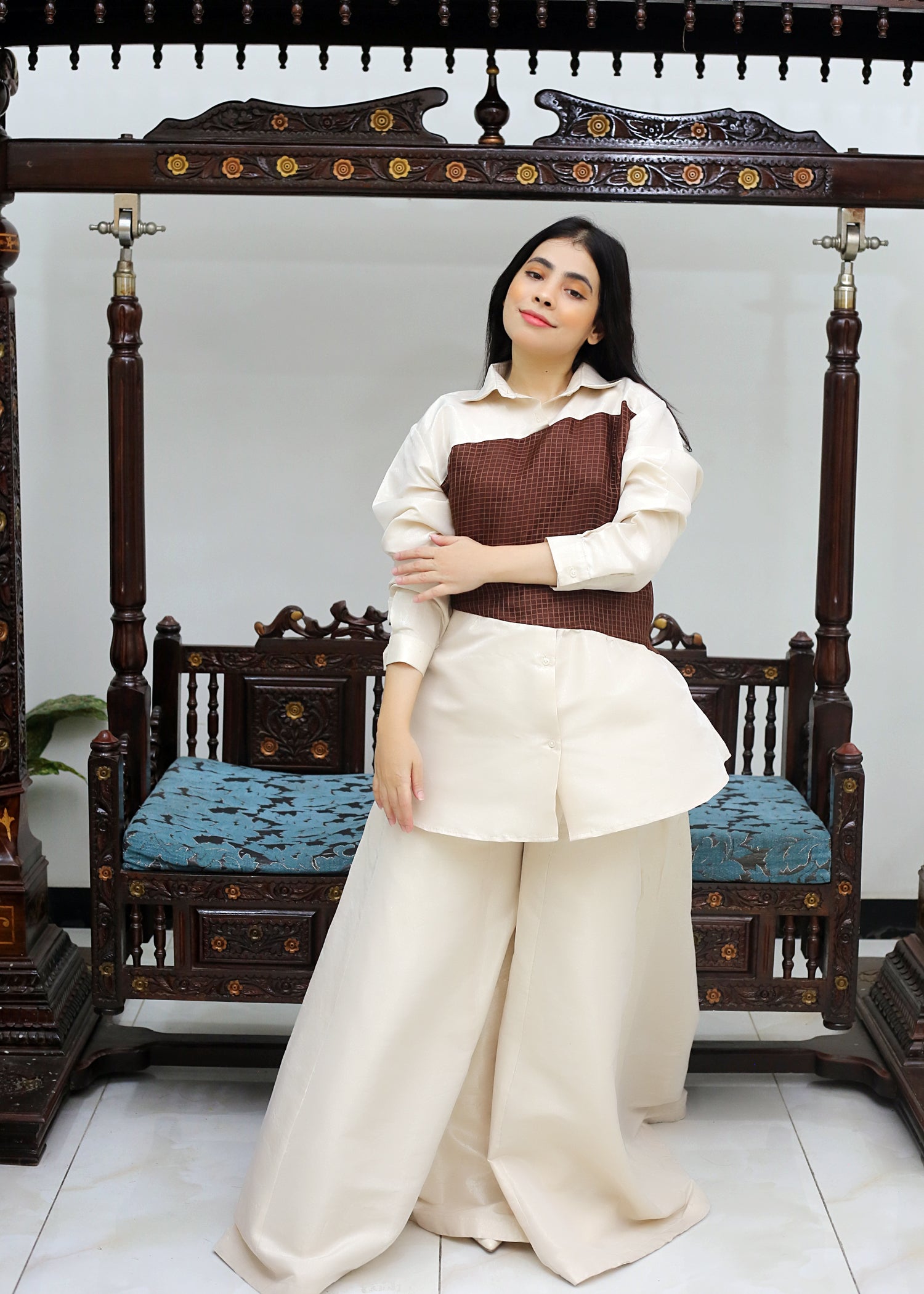 zari masuri Co ord Sets in Antique white