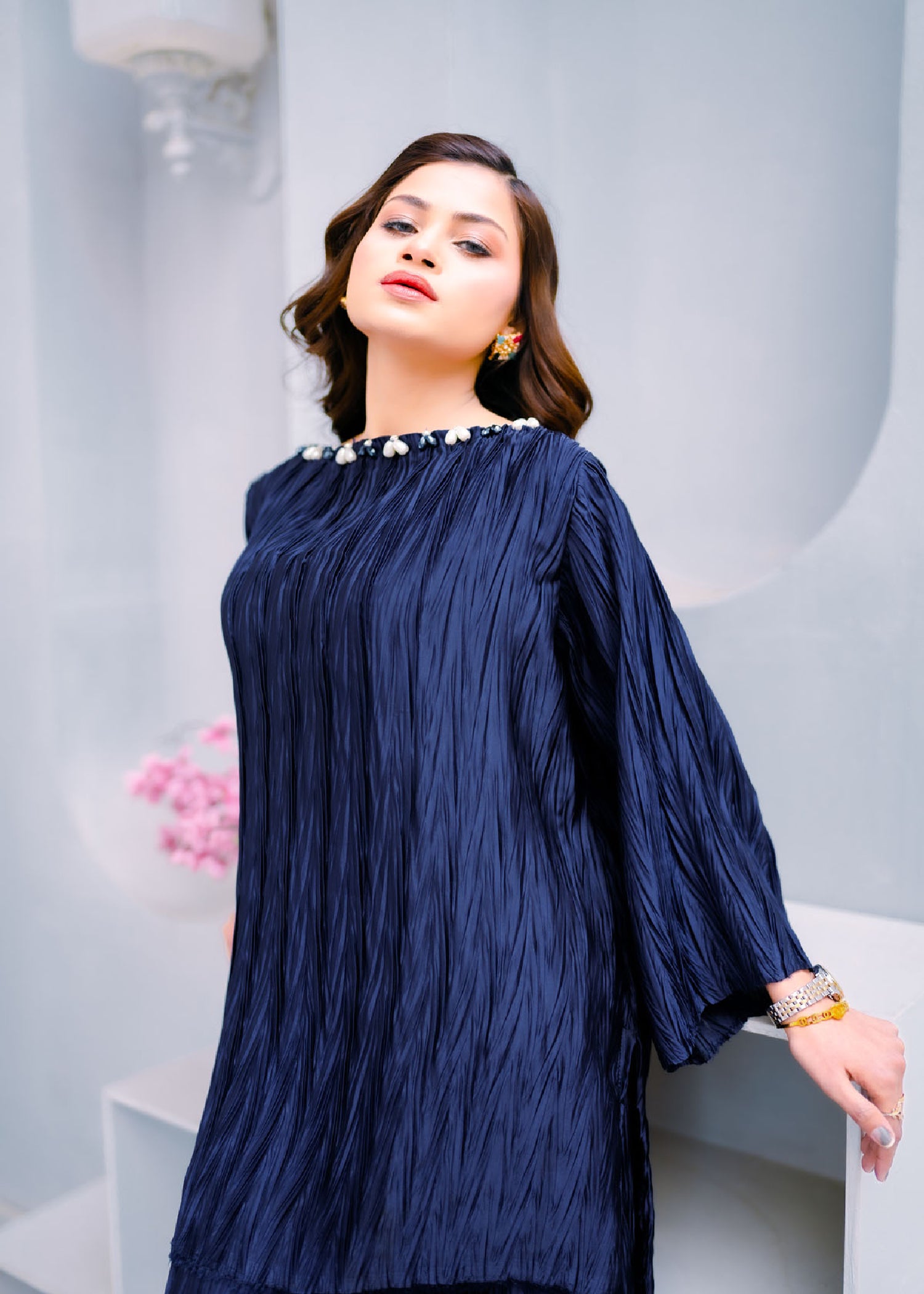 silk Co Ord Sets in Dark blue