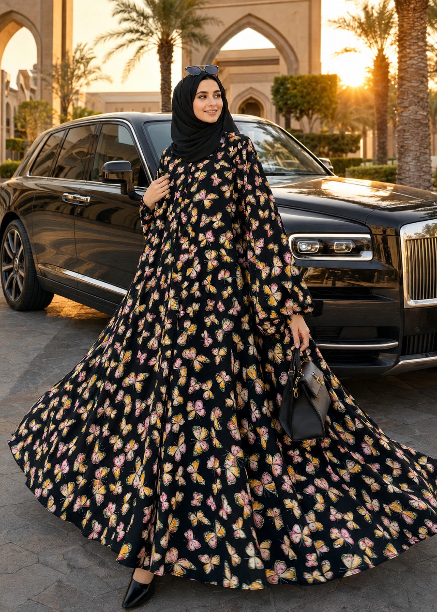 georgette Abaya in Black