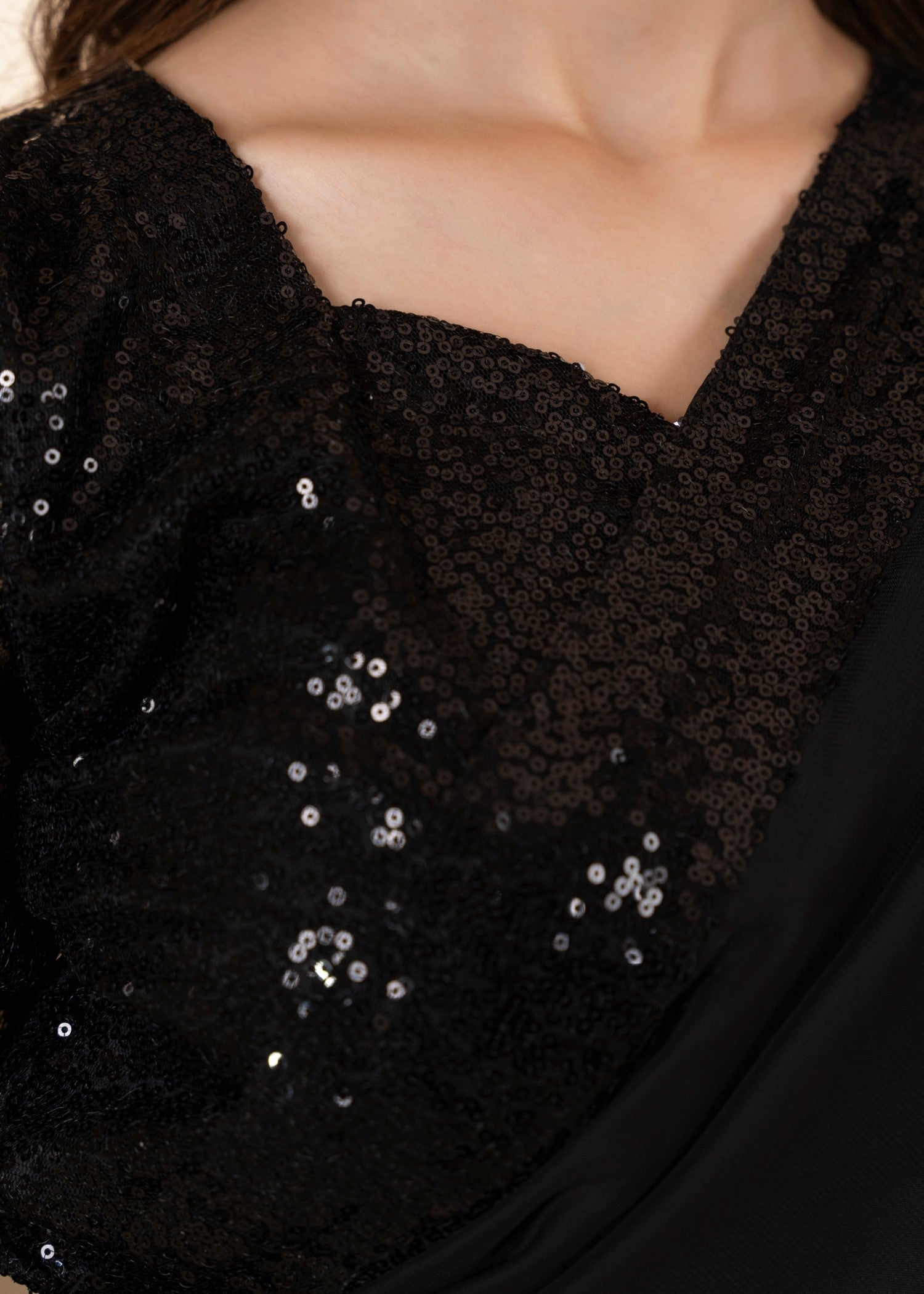 net Saree in Black