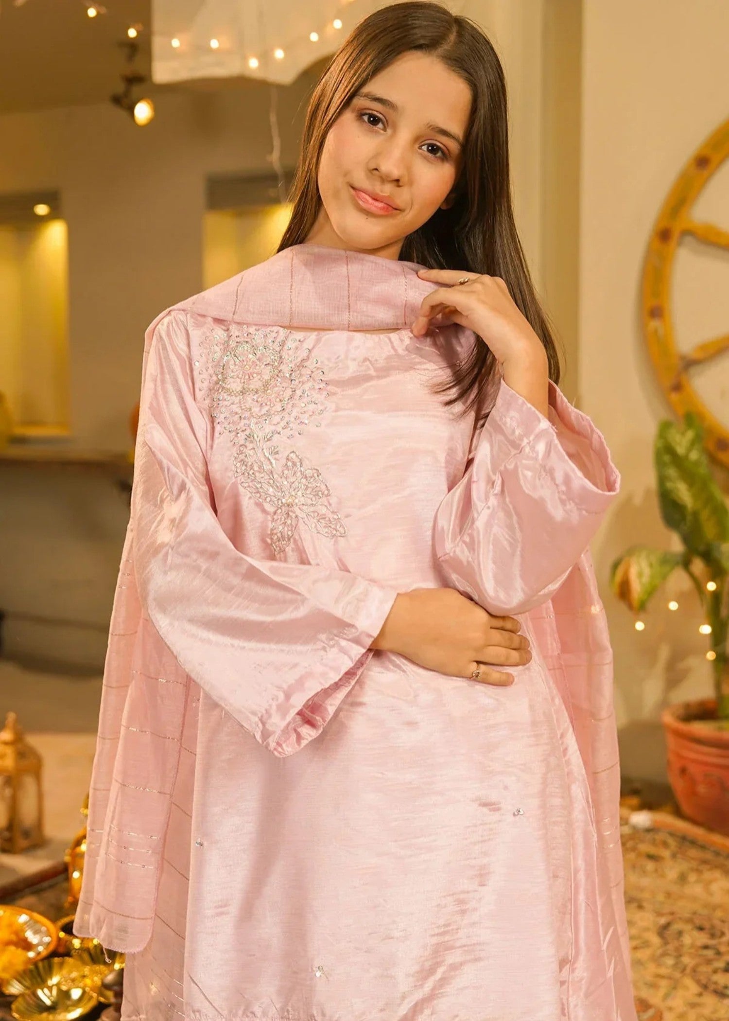 silk Short Frock in Pink