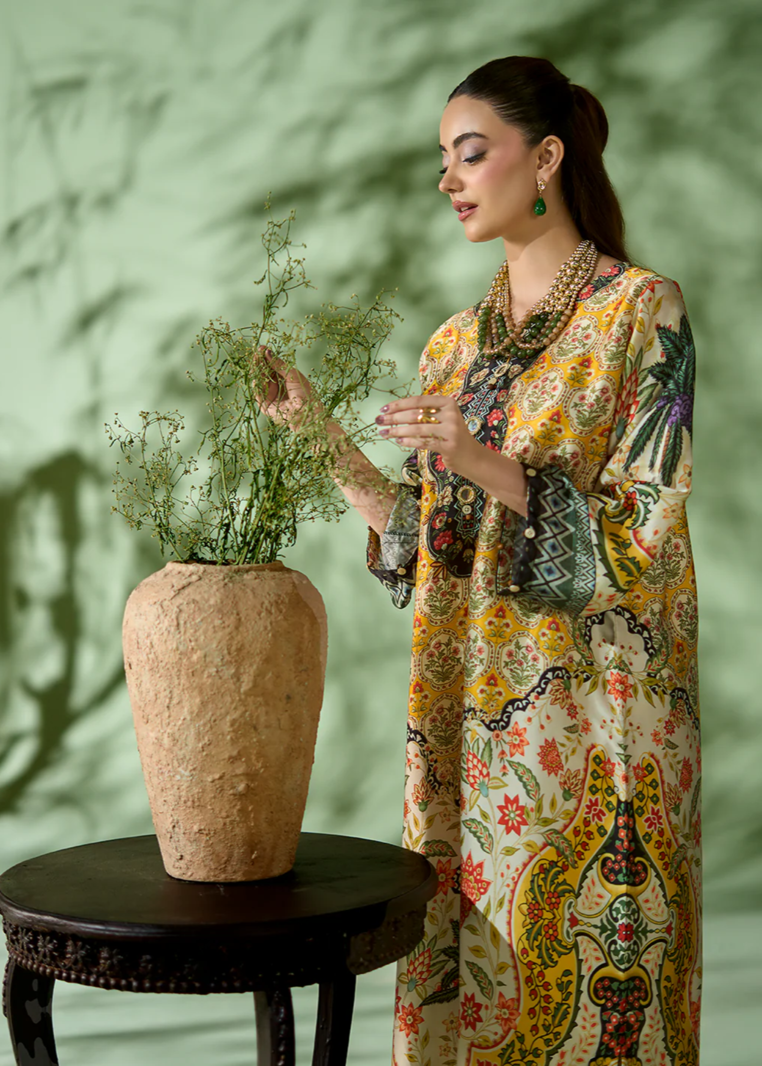 silk Kaftan in Mellow yellow