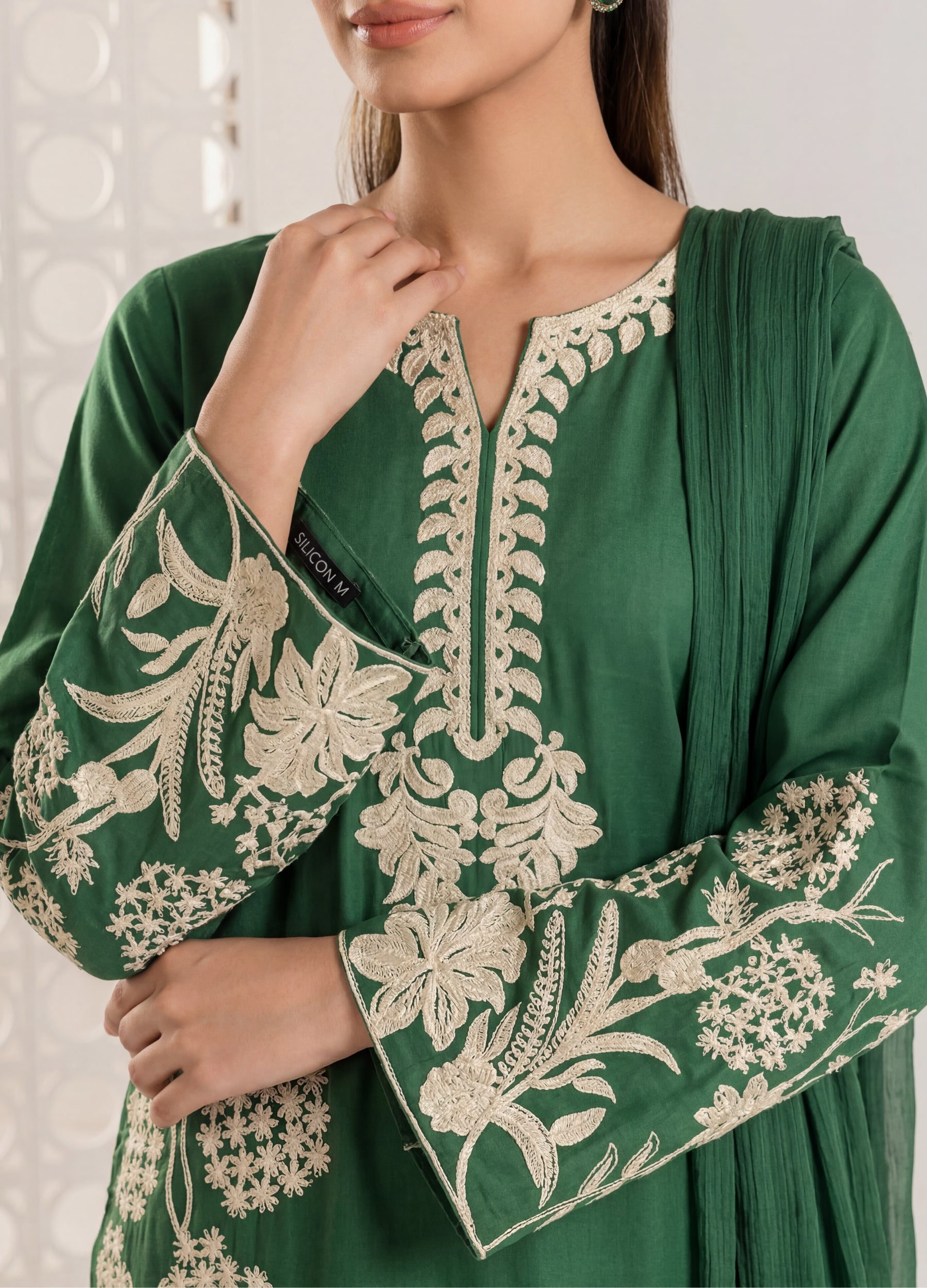 linen Kurta Set in Jade green