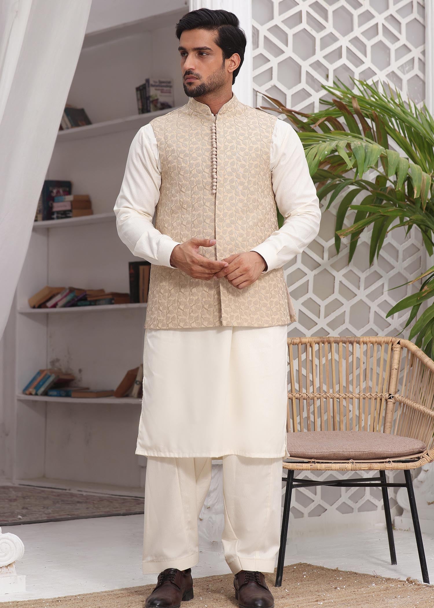 blended satin Waistcoat in Beige