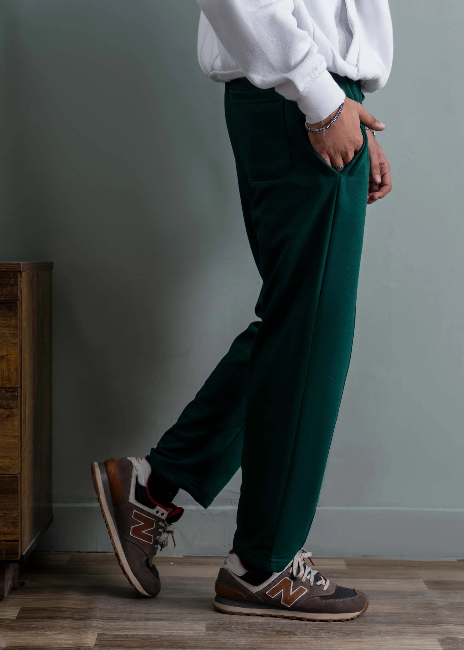 terry Trousers in Forest green