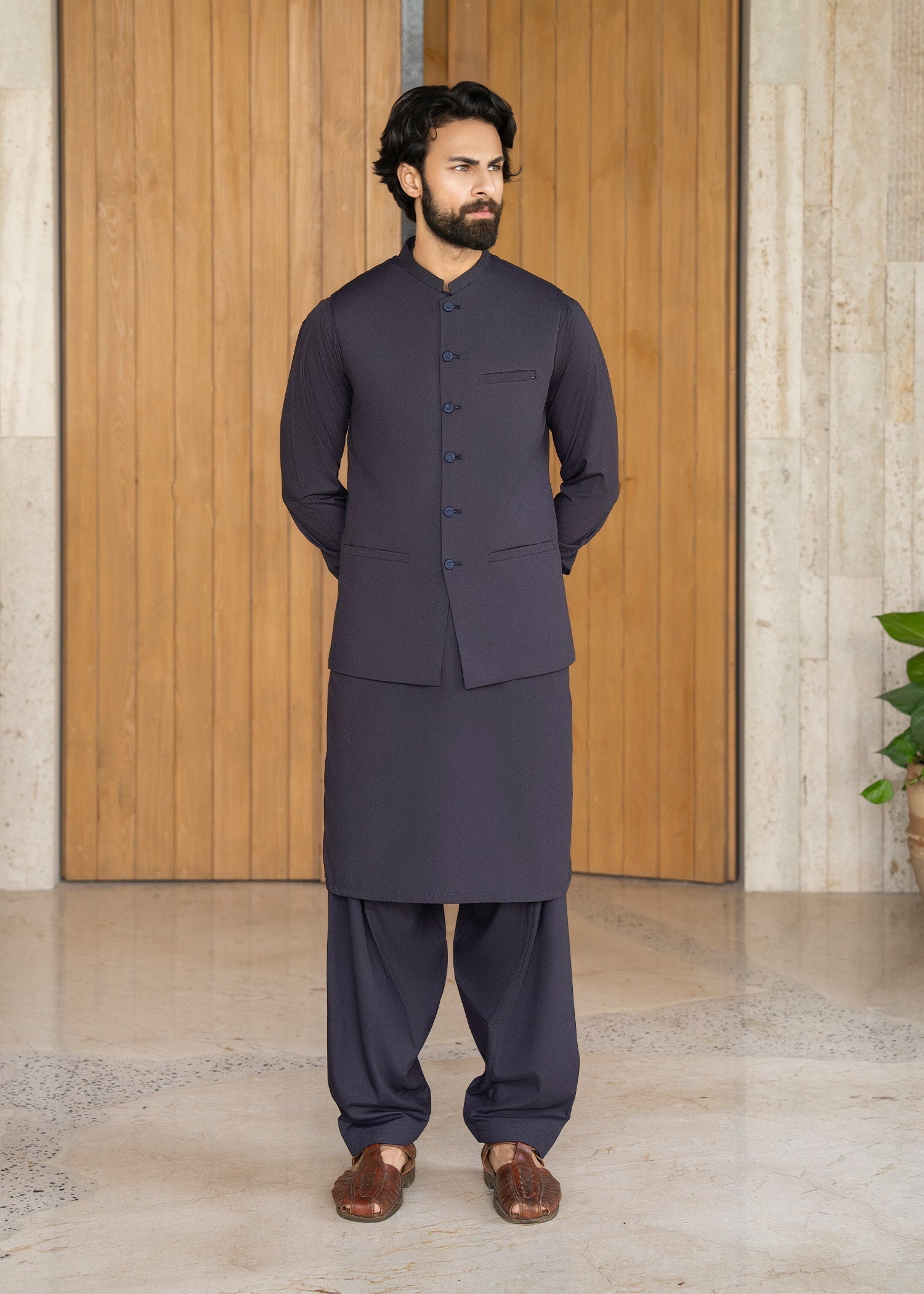 wash & wear Waistcoat in Purple
