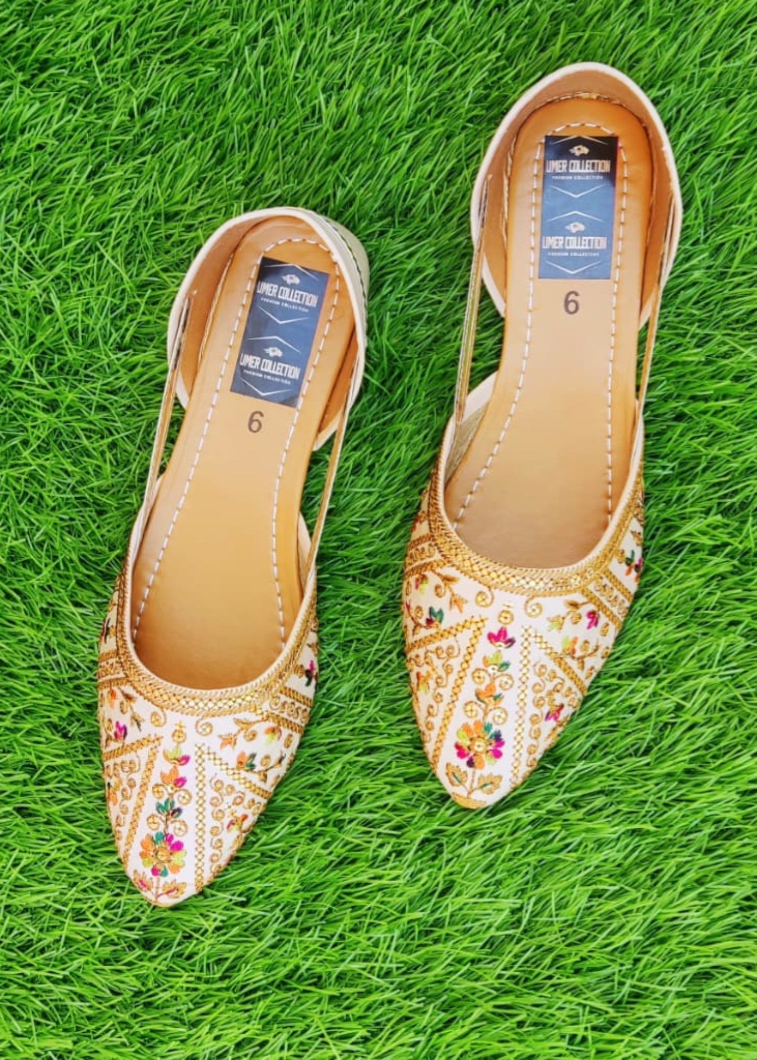 Khussa in Beige by - High Quality Women Khussa KNQ5073