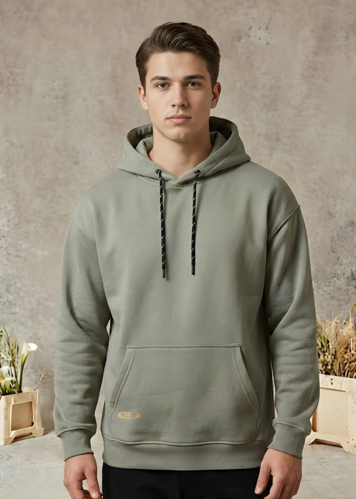 fleece Hoodie in Green