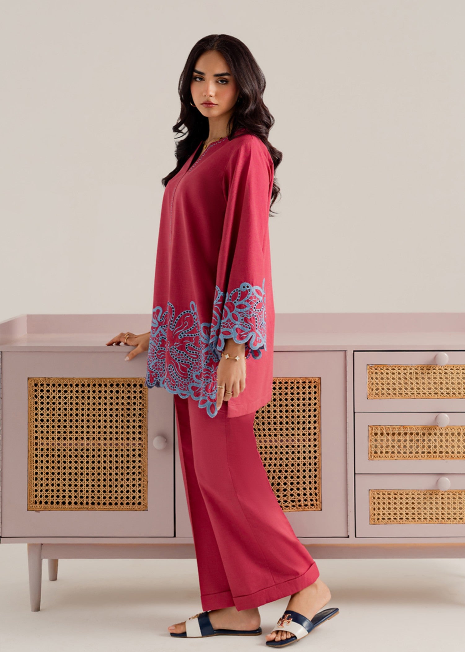 lawn cotton Co Ord Sets in Taffy pink