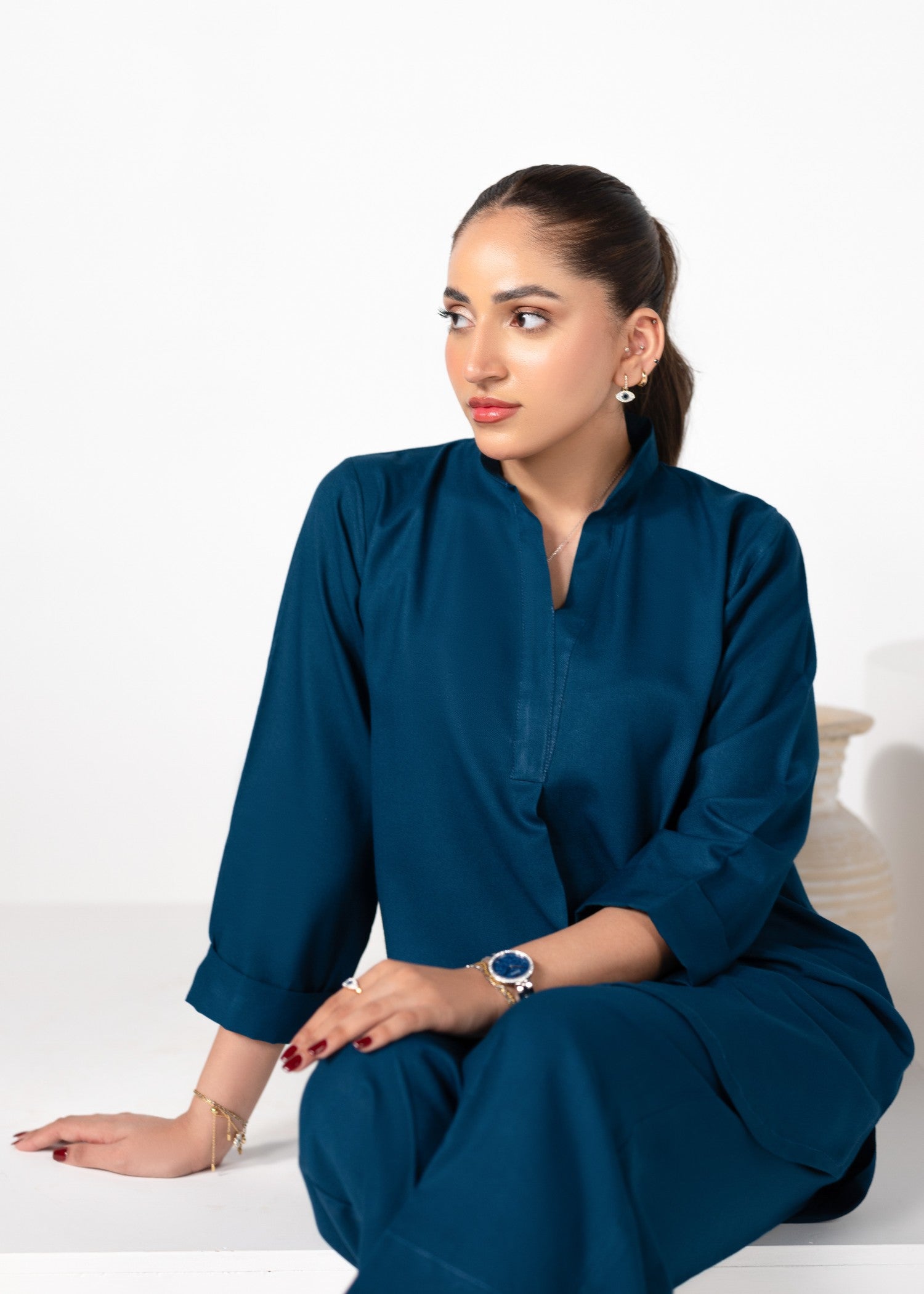 karandi Co ord Sets in Navy blue