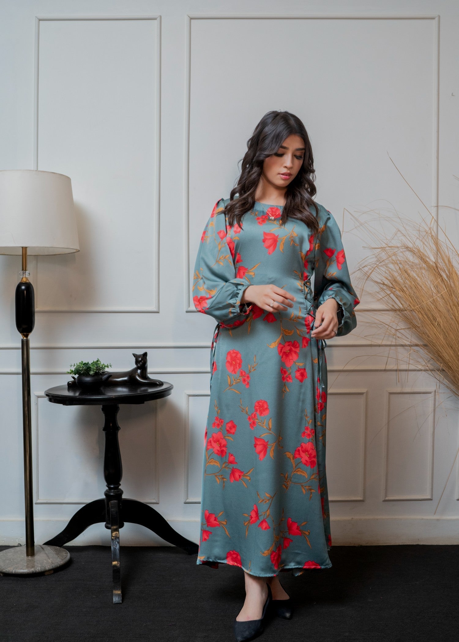 blended grip silk Dress in Pastel green