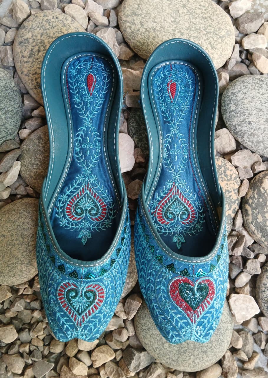 Khussa in Ocean blue by - High Quality Women Khussa UOP4117