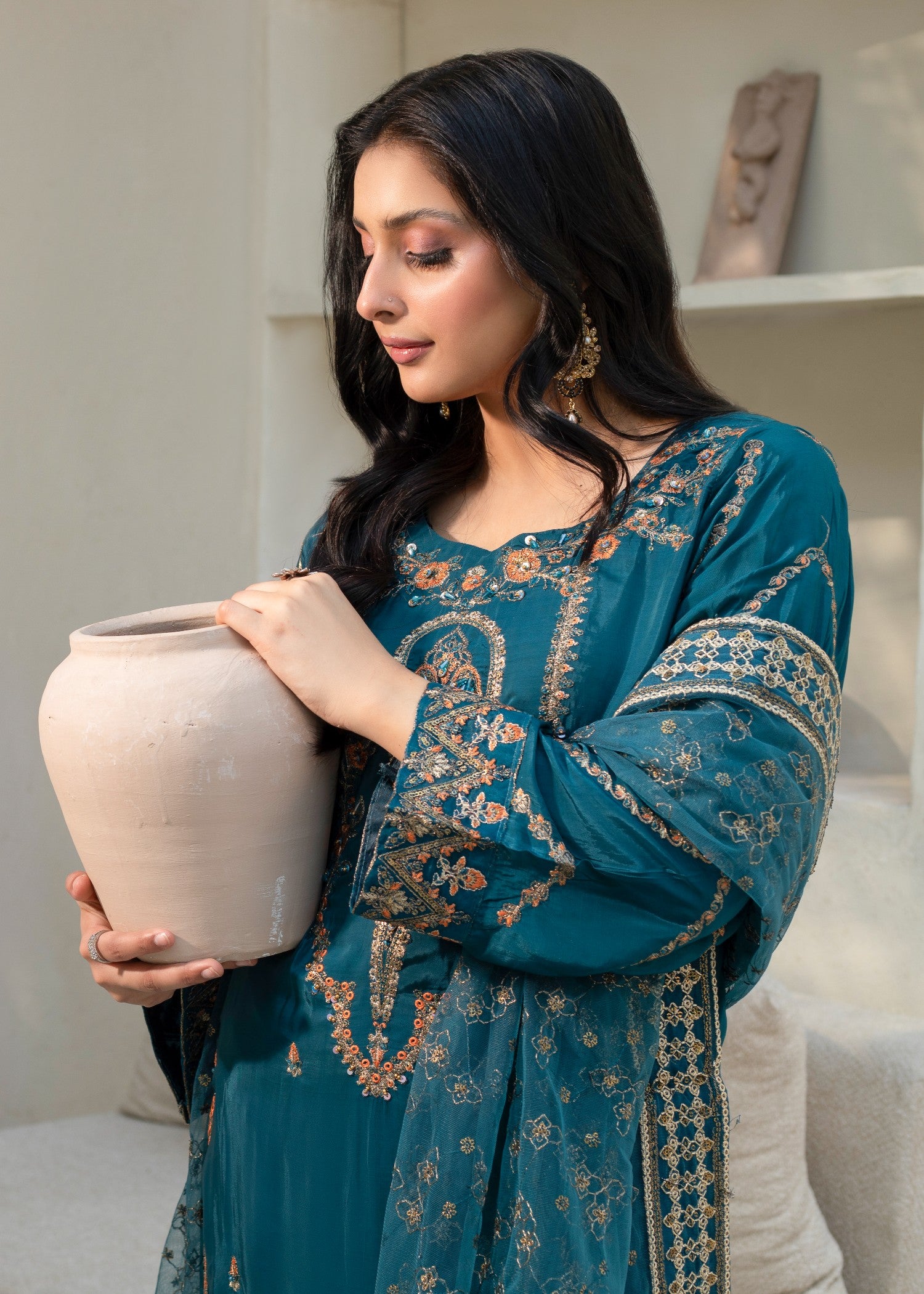 pure silk Kurta Set in Pine green