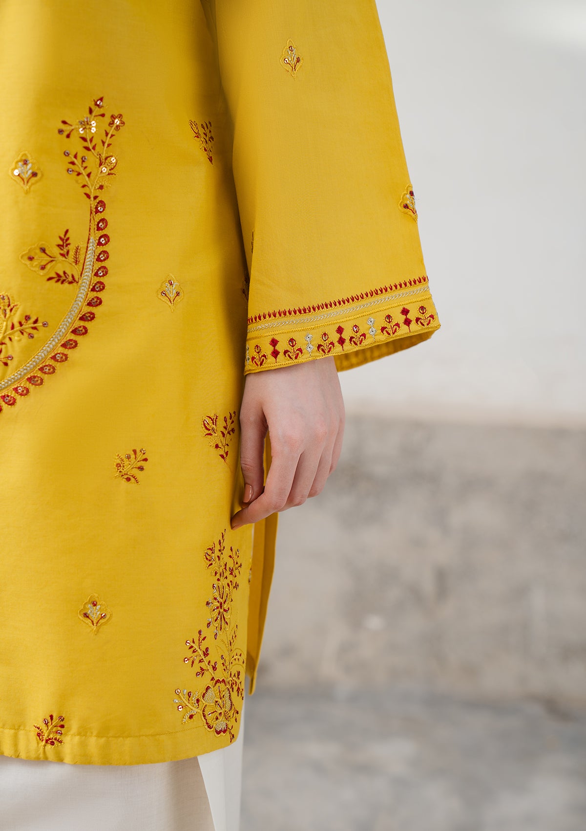 cotton Kurta Set in Yellow