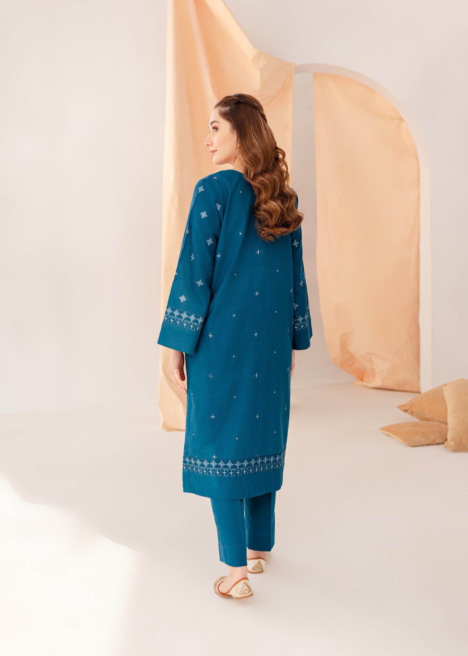 khaddar Kurta Set in Blue