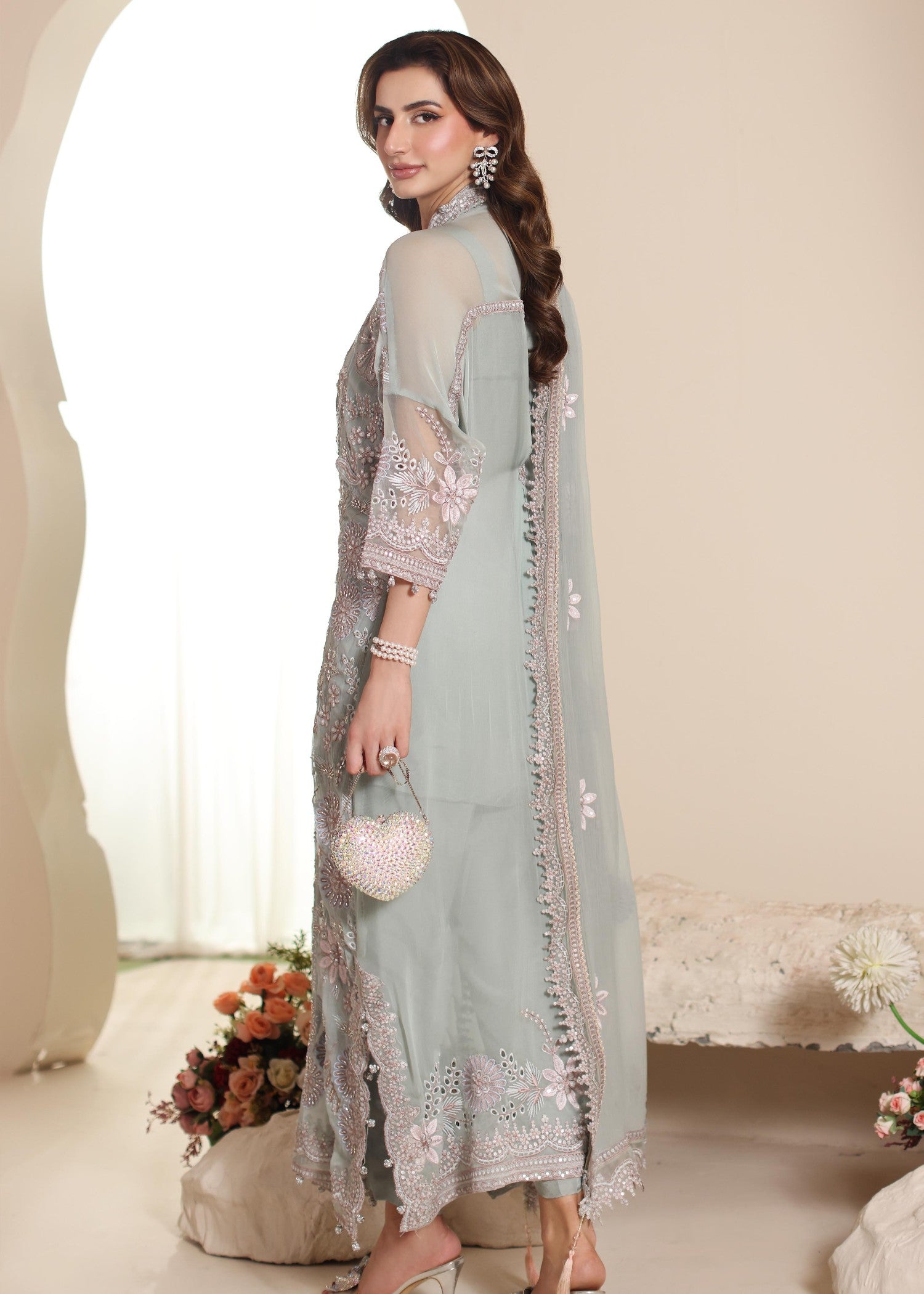 chiffon Unstitched in Ash grey