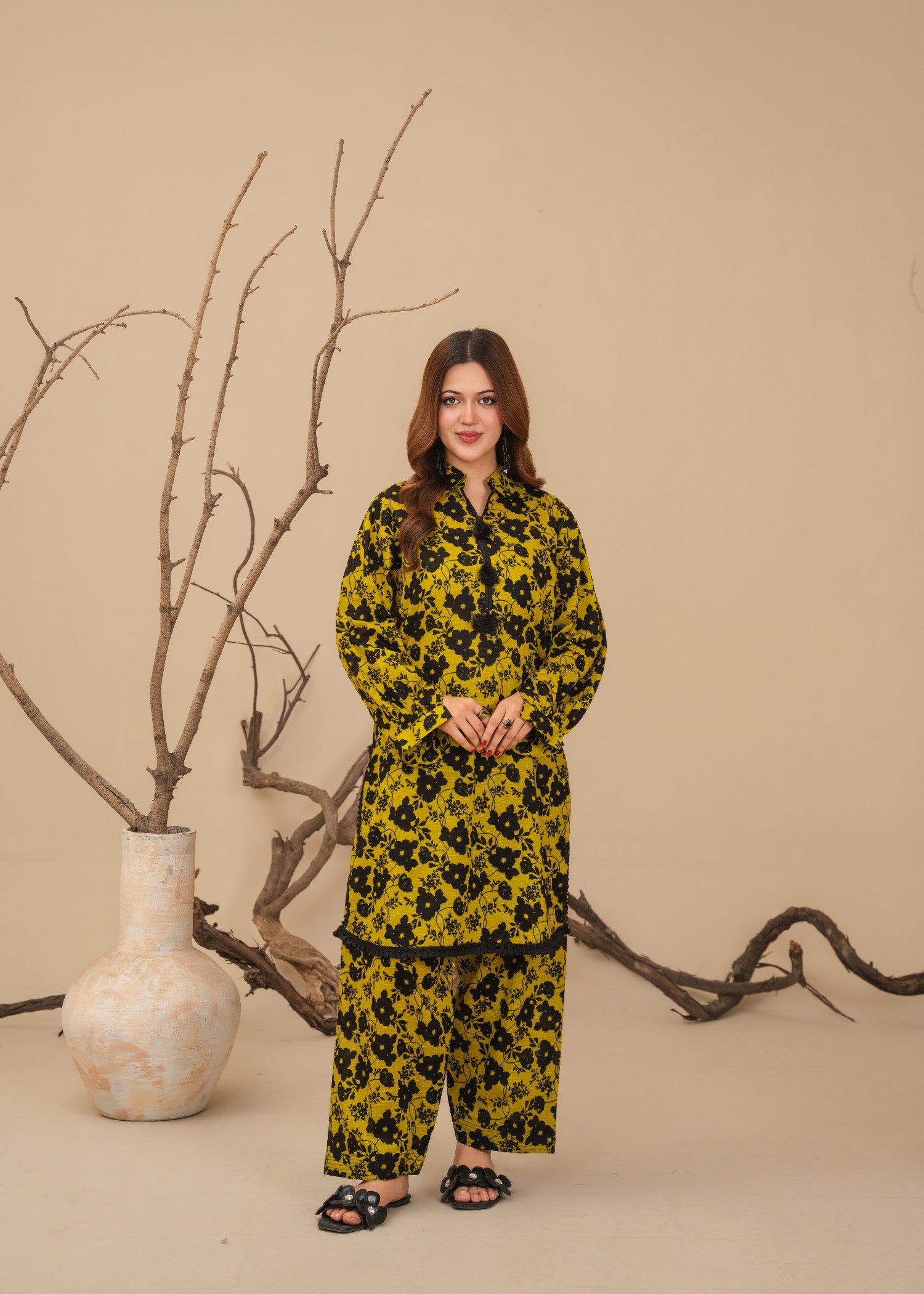 lawn Co Ord Sets in Black, olive green