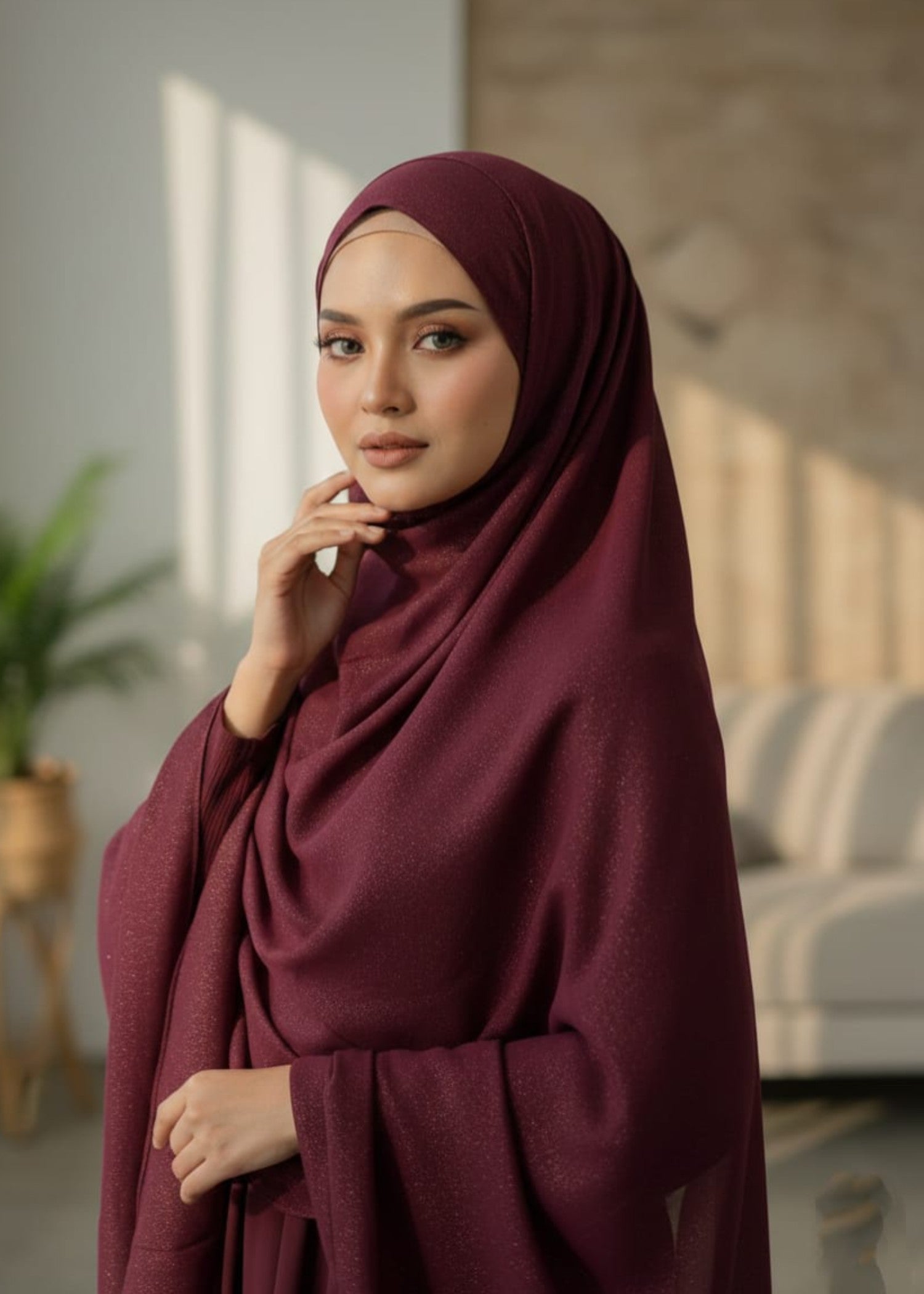 georgette Hijab in Maroon