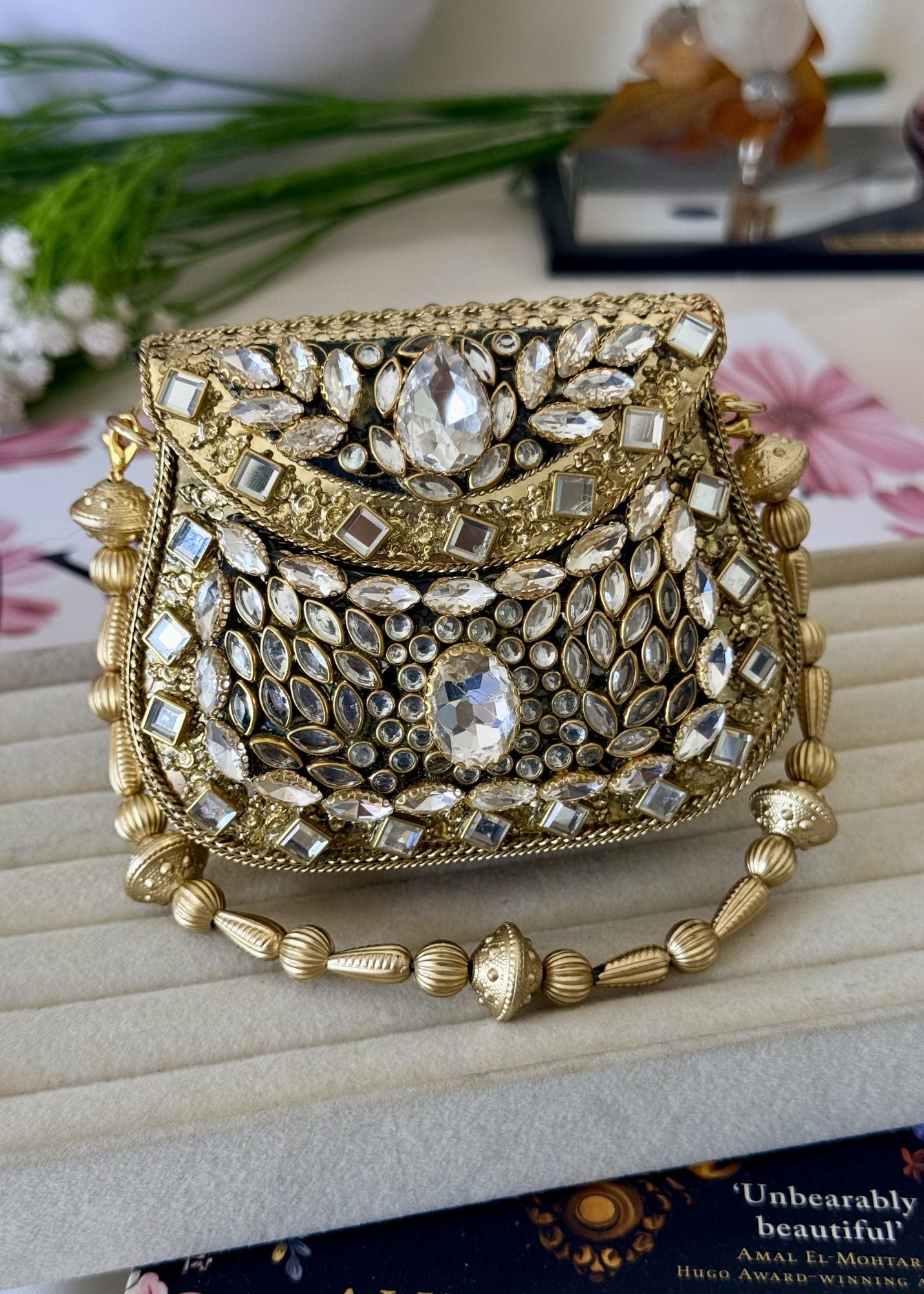 Clutch in Gold, white Color by - Trendy Women Clutch HFN9142