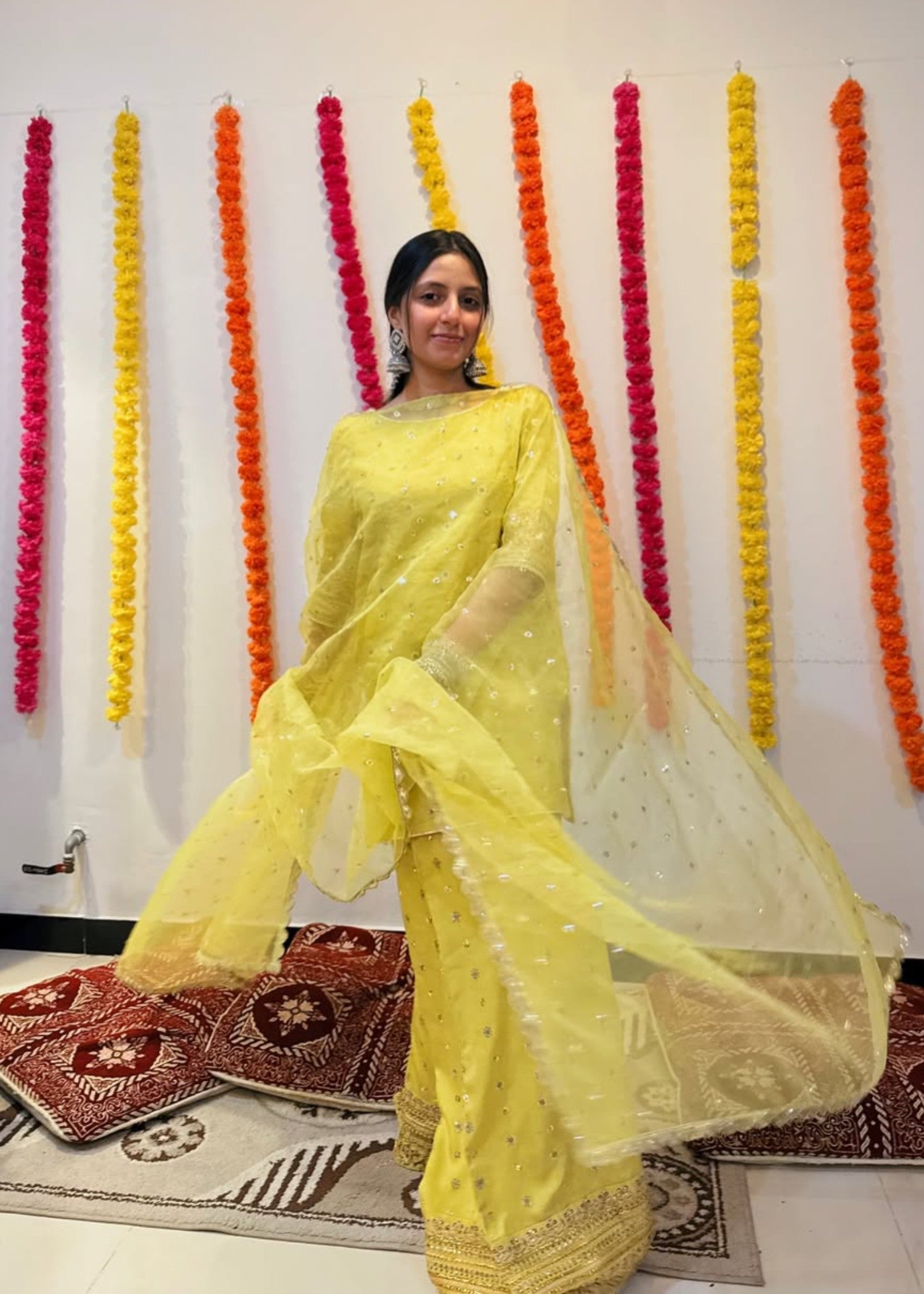 silk Kurta Set in Yellow