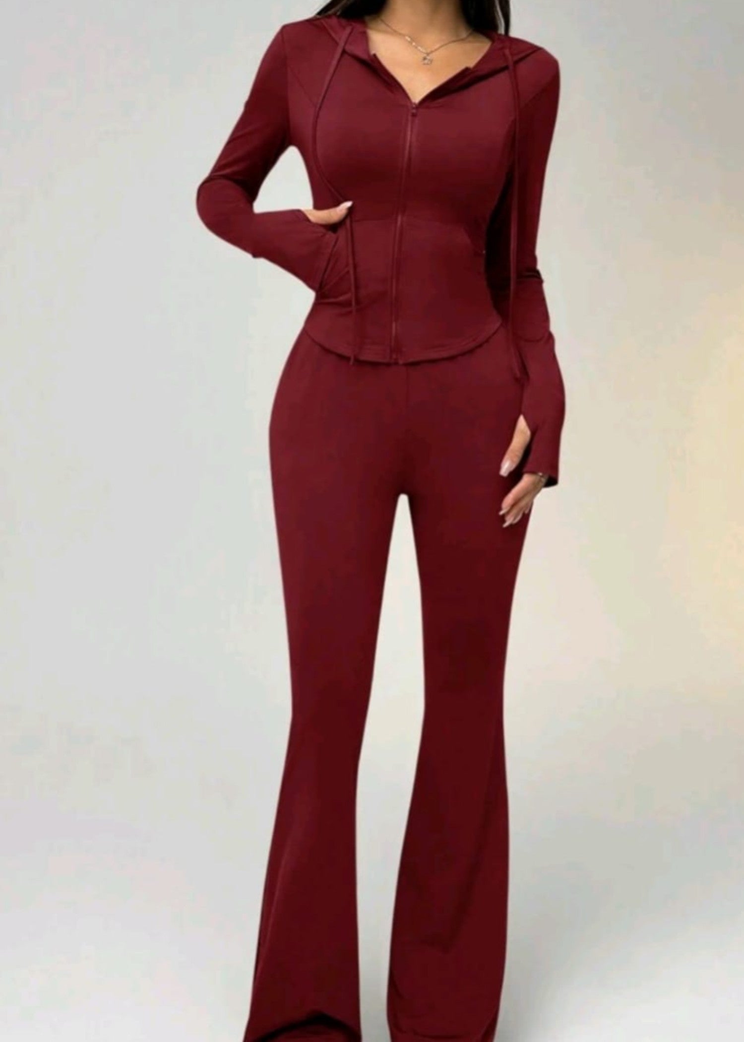 polyester Tracksuit in Burgundy
