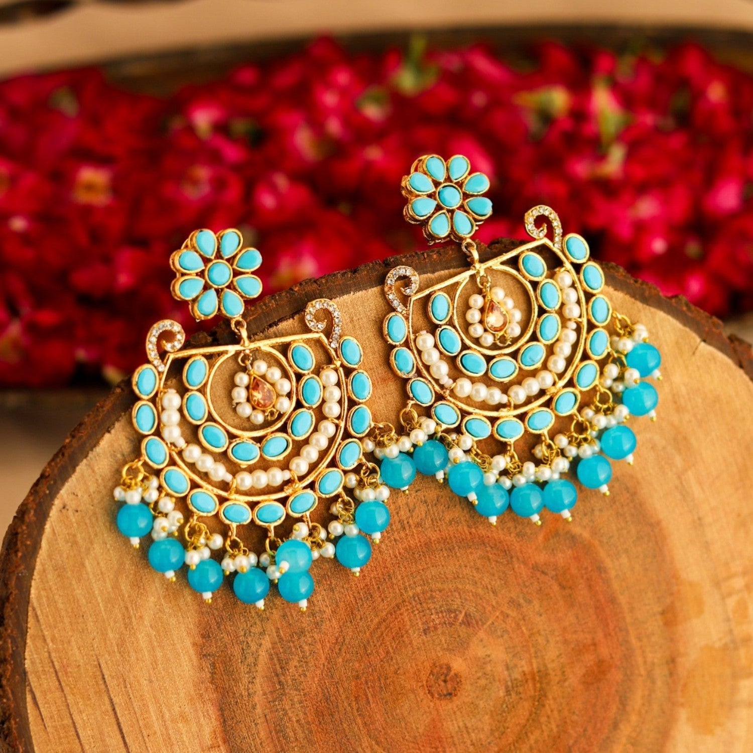 Earrings in Sky blue Color by - Trendy Women Earrings ZDE7486