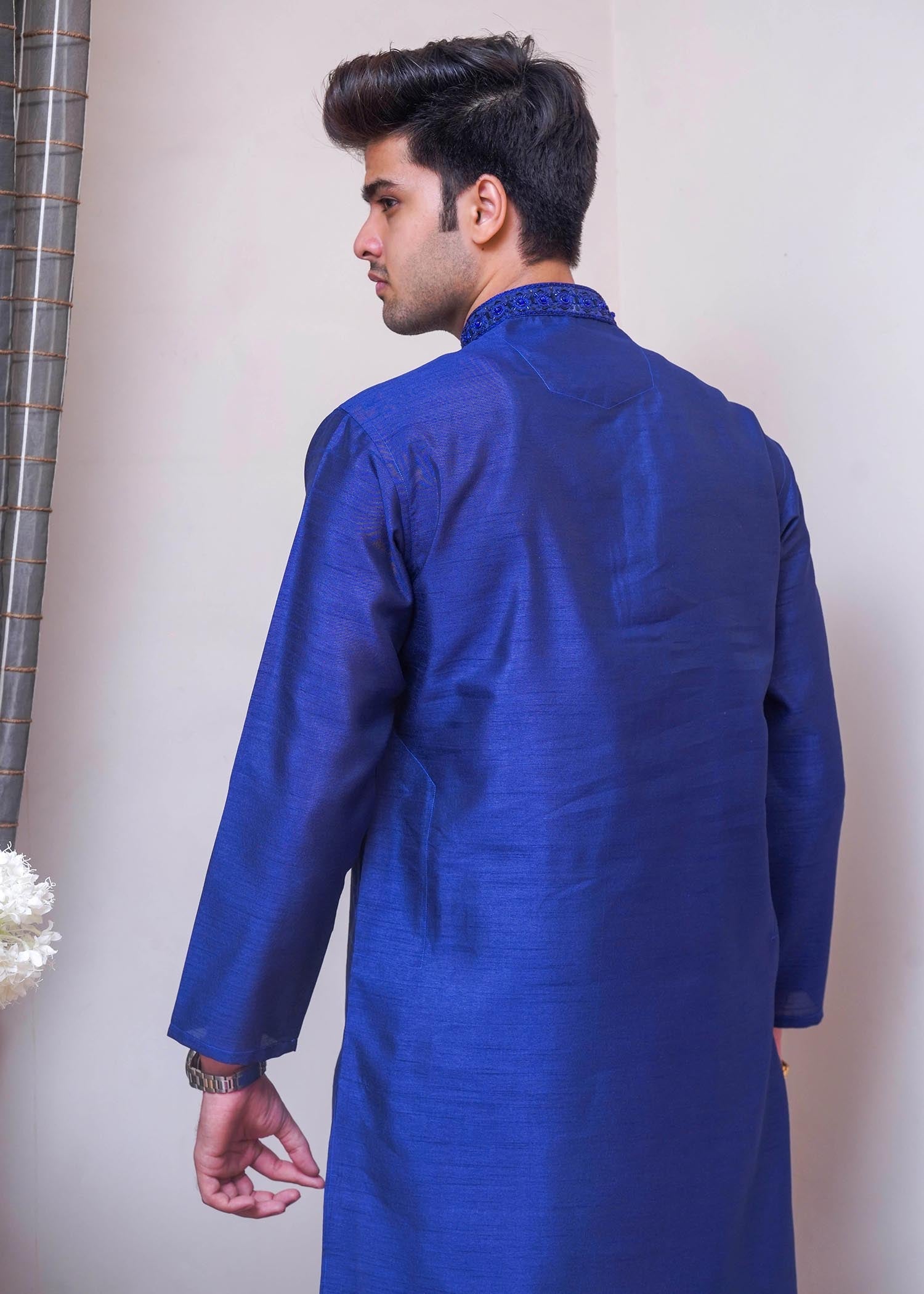 raw silk Kurta in Blue