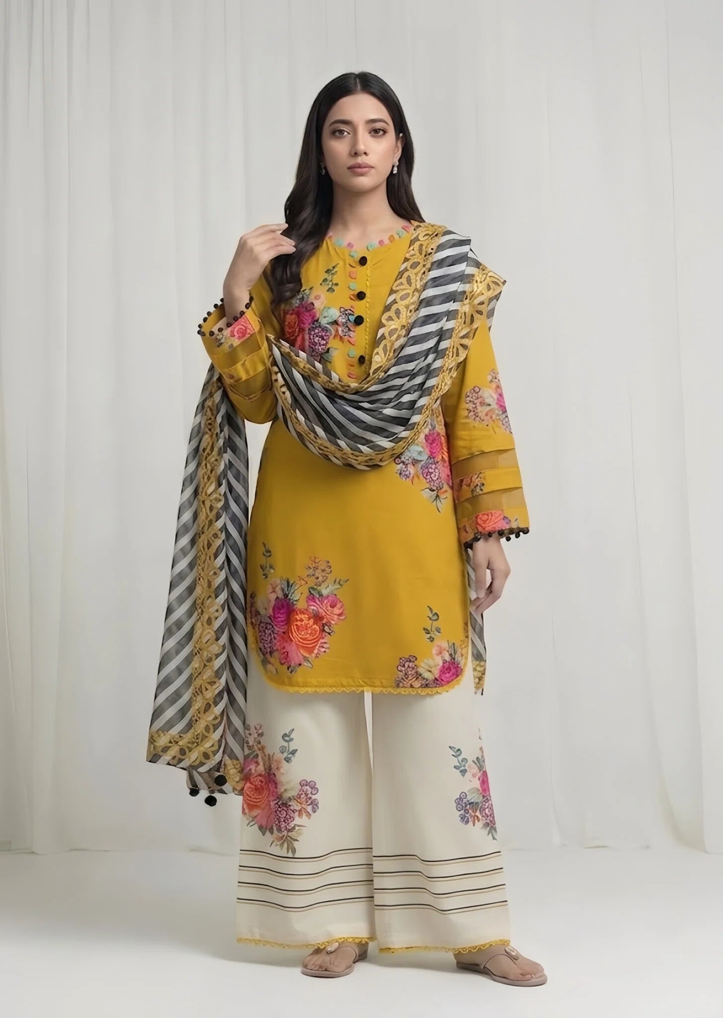 poly silk Kurta Set in Mustard