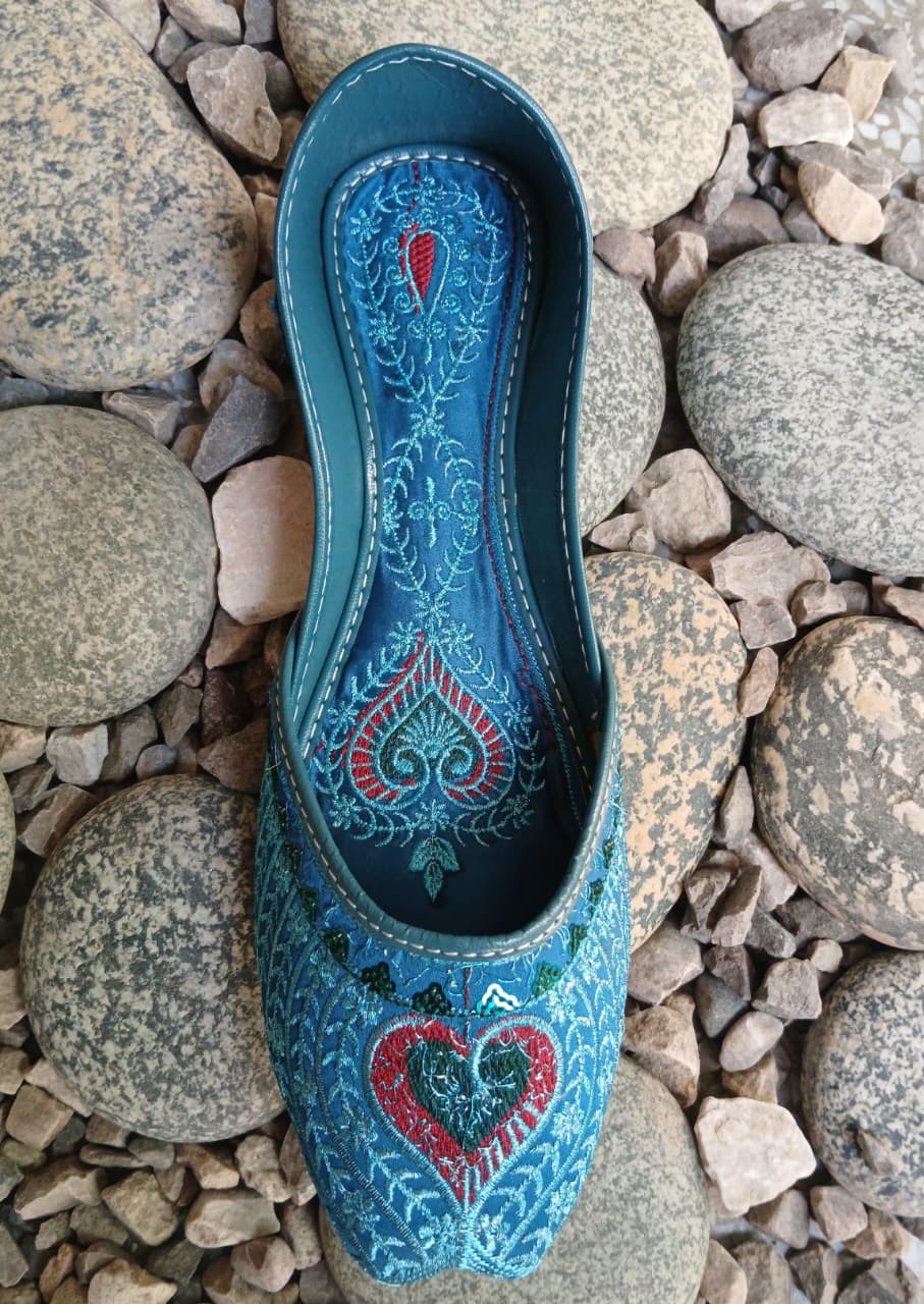 Khussa in Ocean blue by - High Quality Women Khussa UOP4117