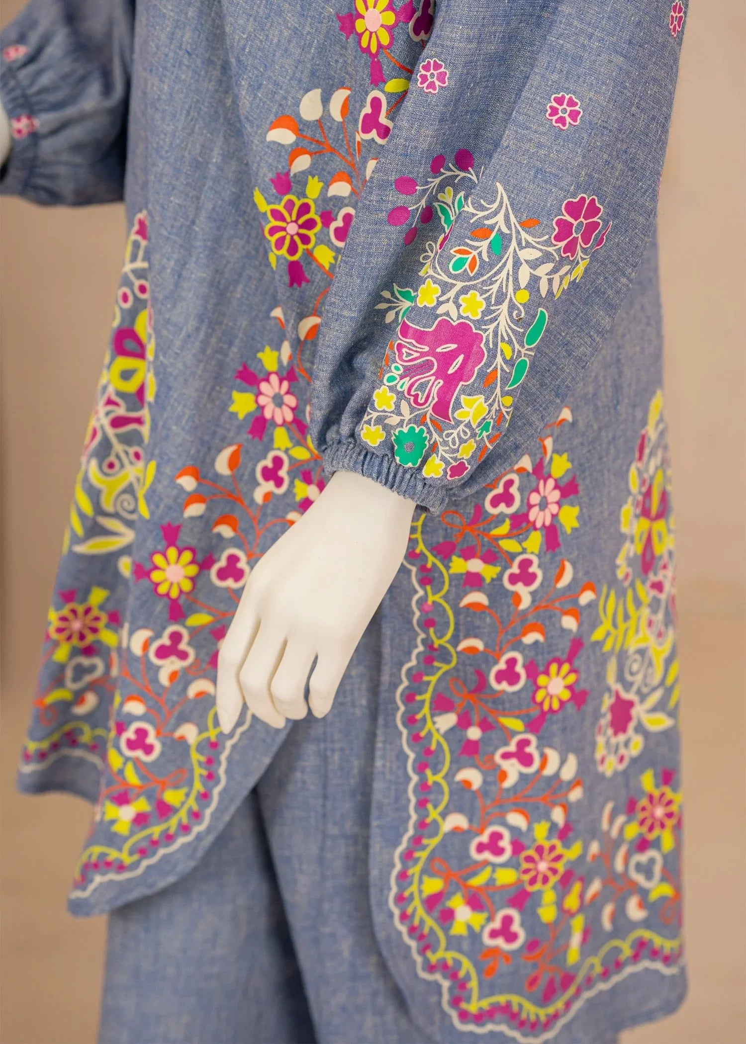 linen Kurta Set in Grey