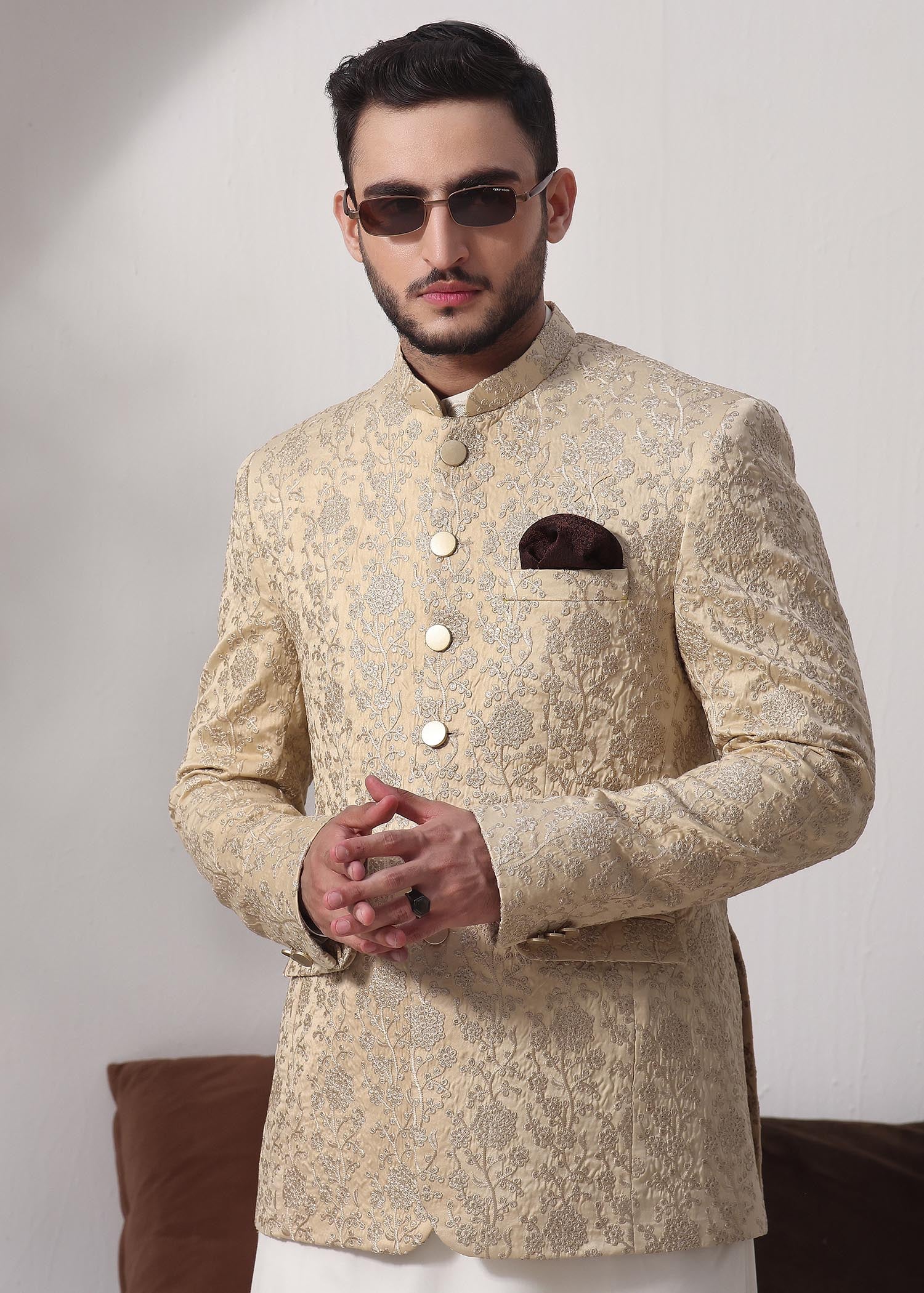 blended satin Prince Coat in Gold
