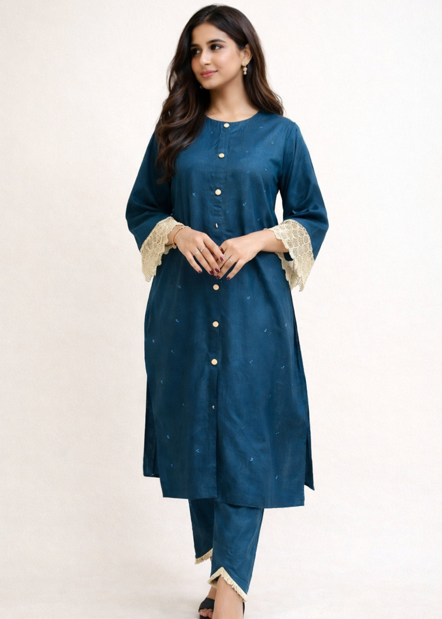 cotton Kurta Set in Twilight blue, navy blue