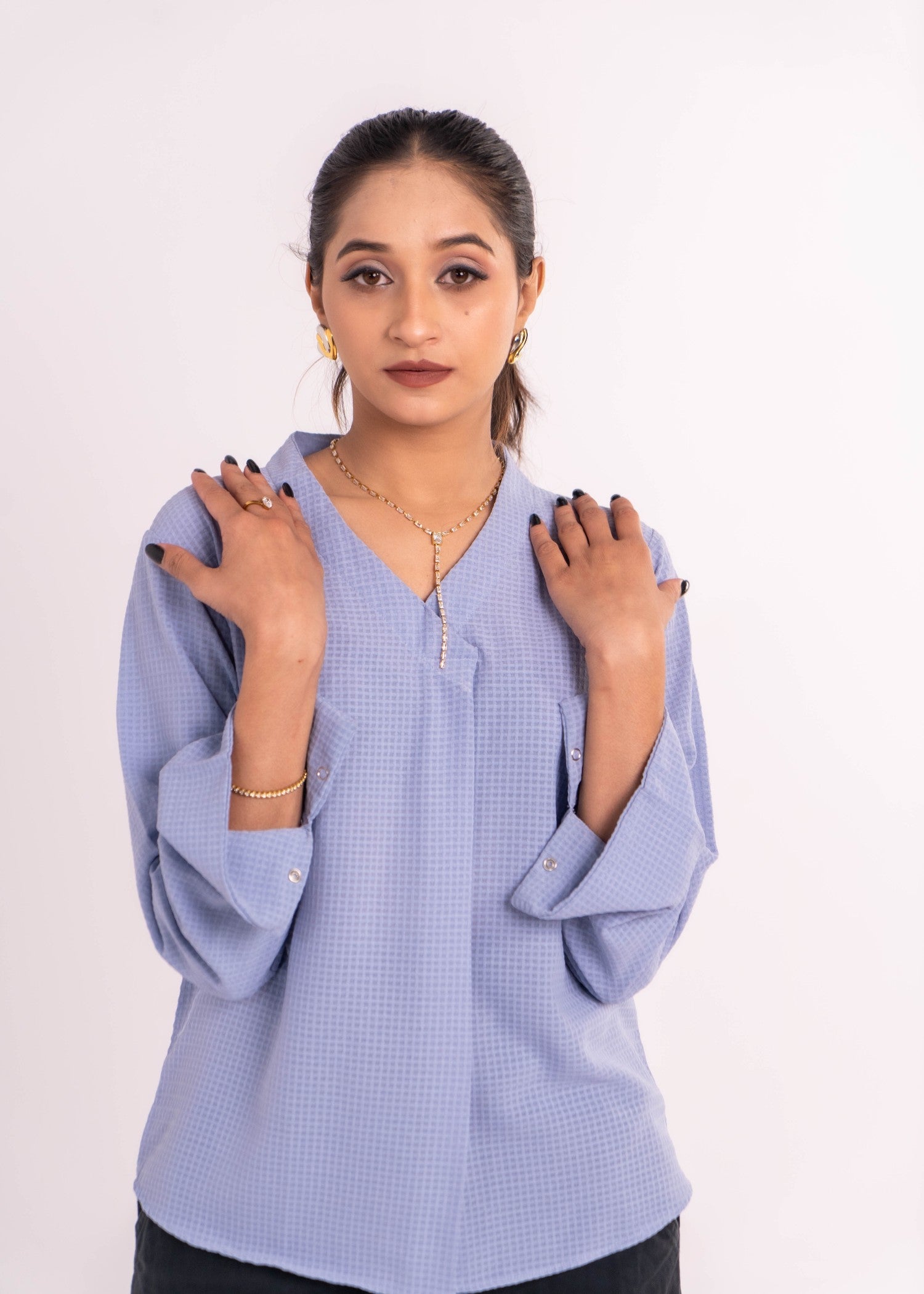 georgette Top in Frost blue