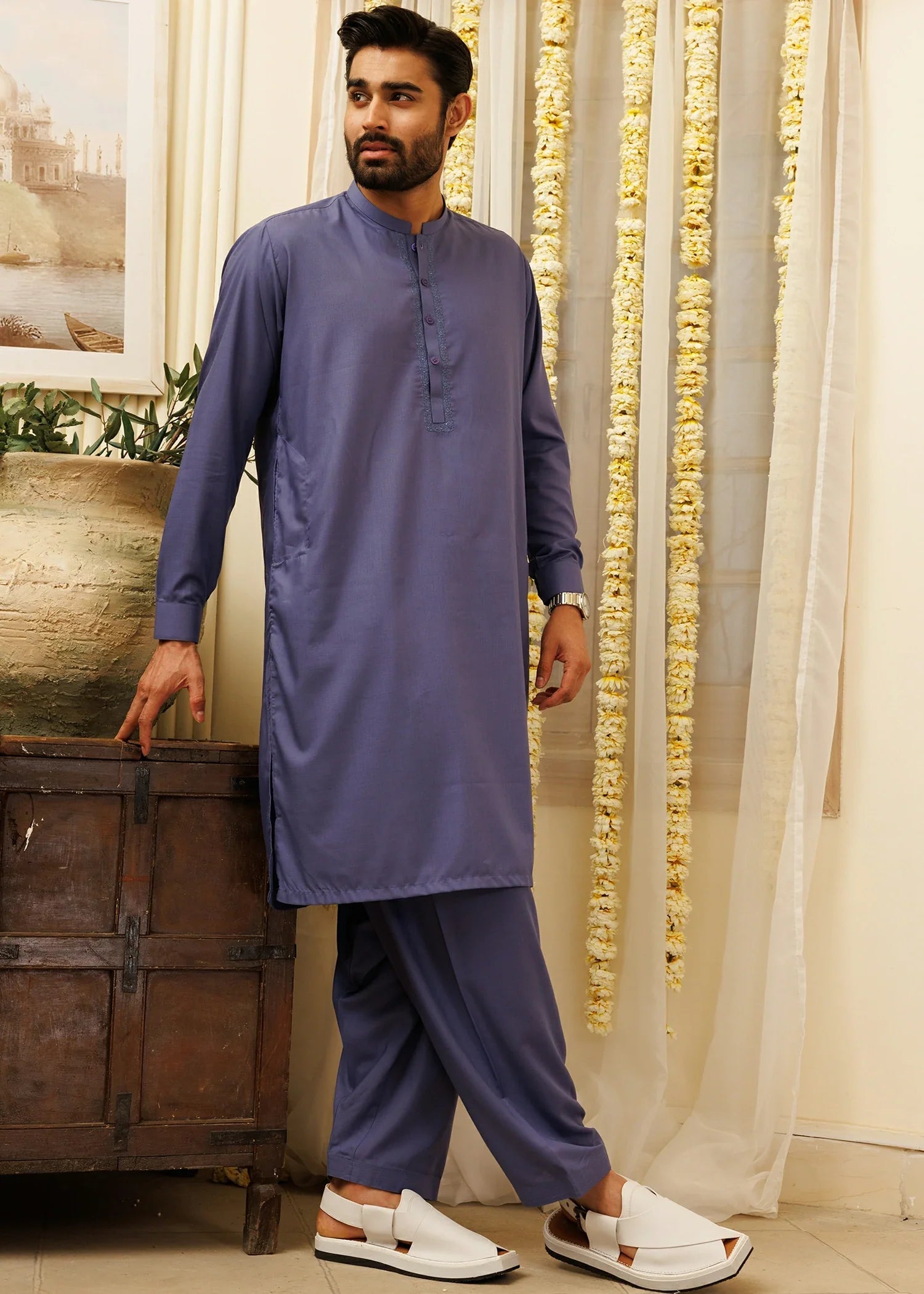 wash & wear Shalwar Kameez in Purple mountain majesty by Black Pearl