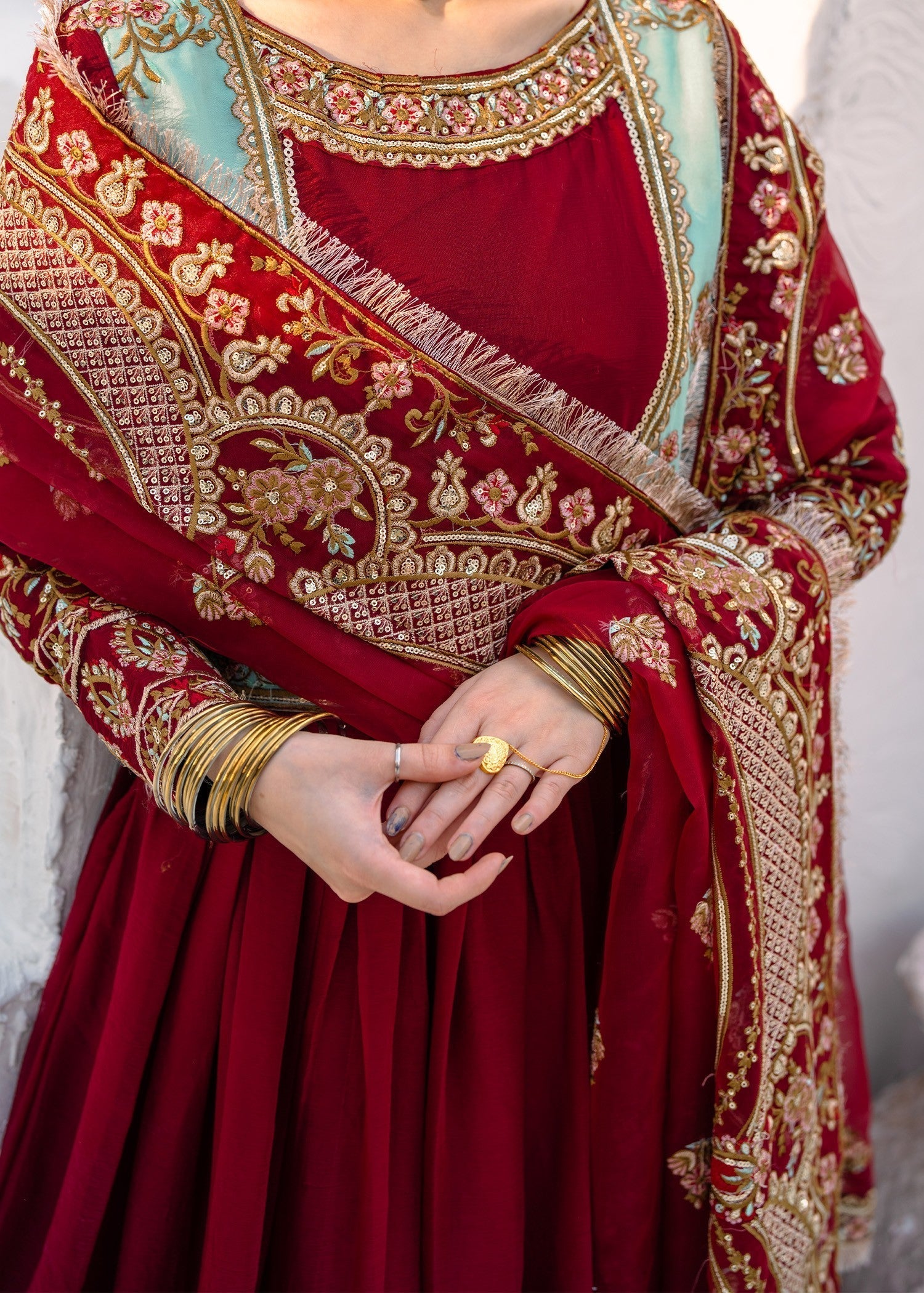 chiffon Anarkali in Maroon