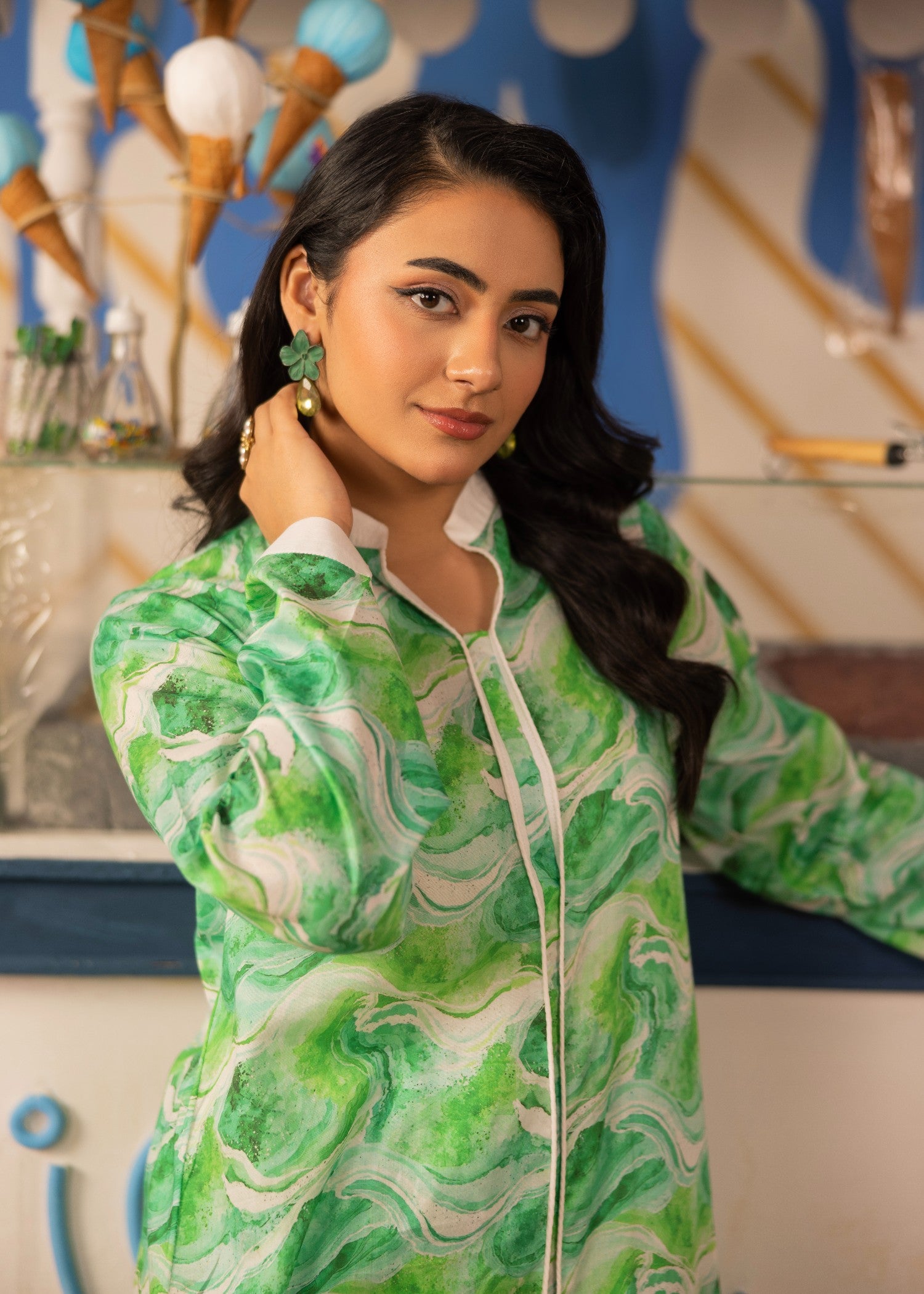 lawn Co Ord Sets in Emerald green, green
