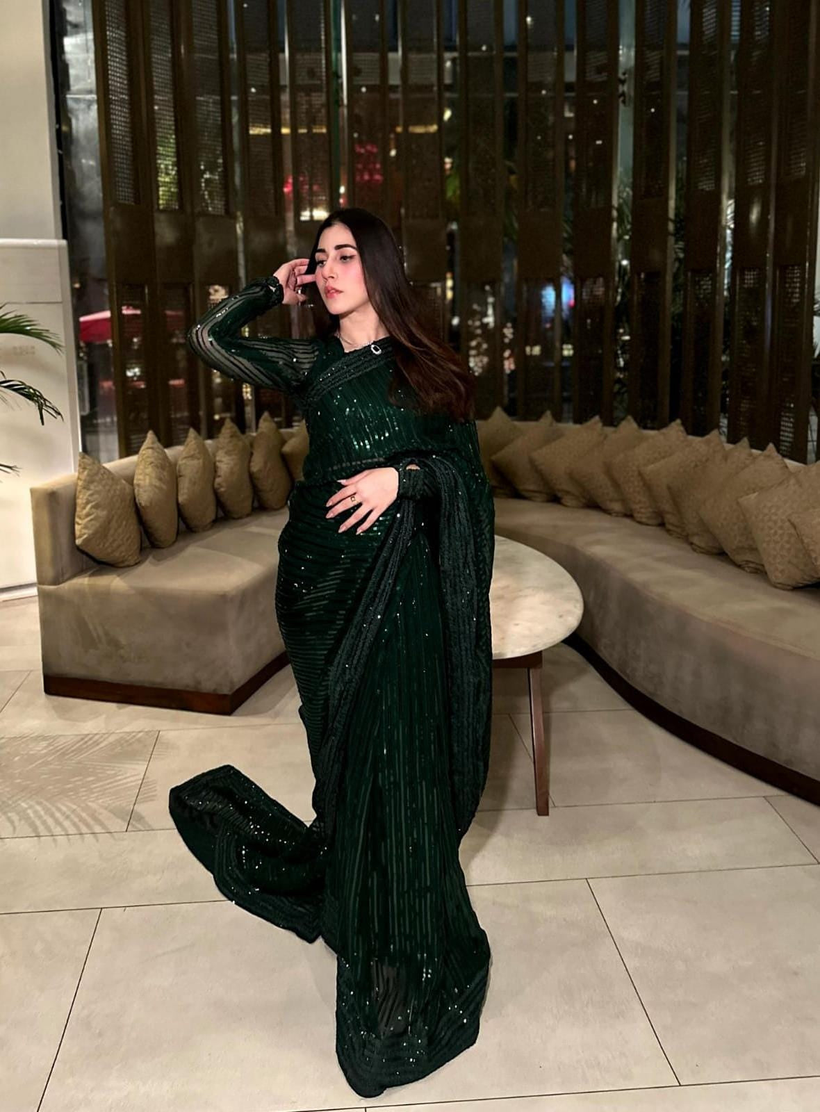 chiffon Saree in Green
