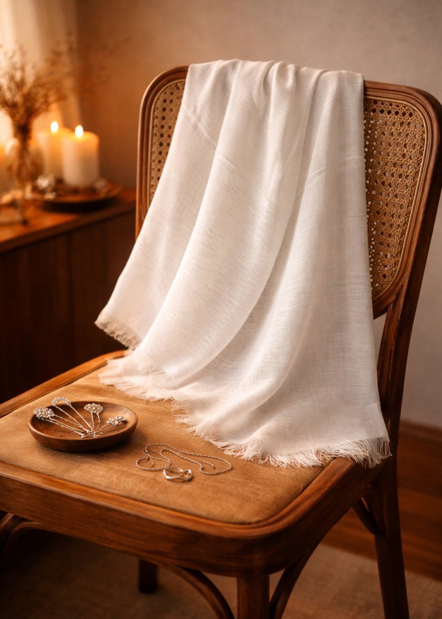slub linen Hijab in Off-white