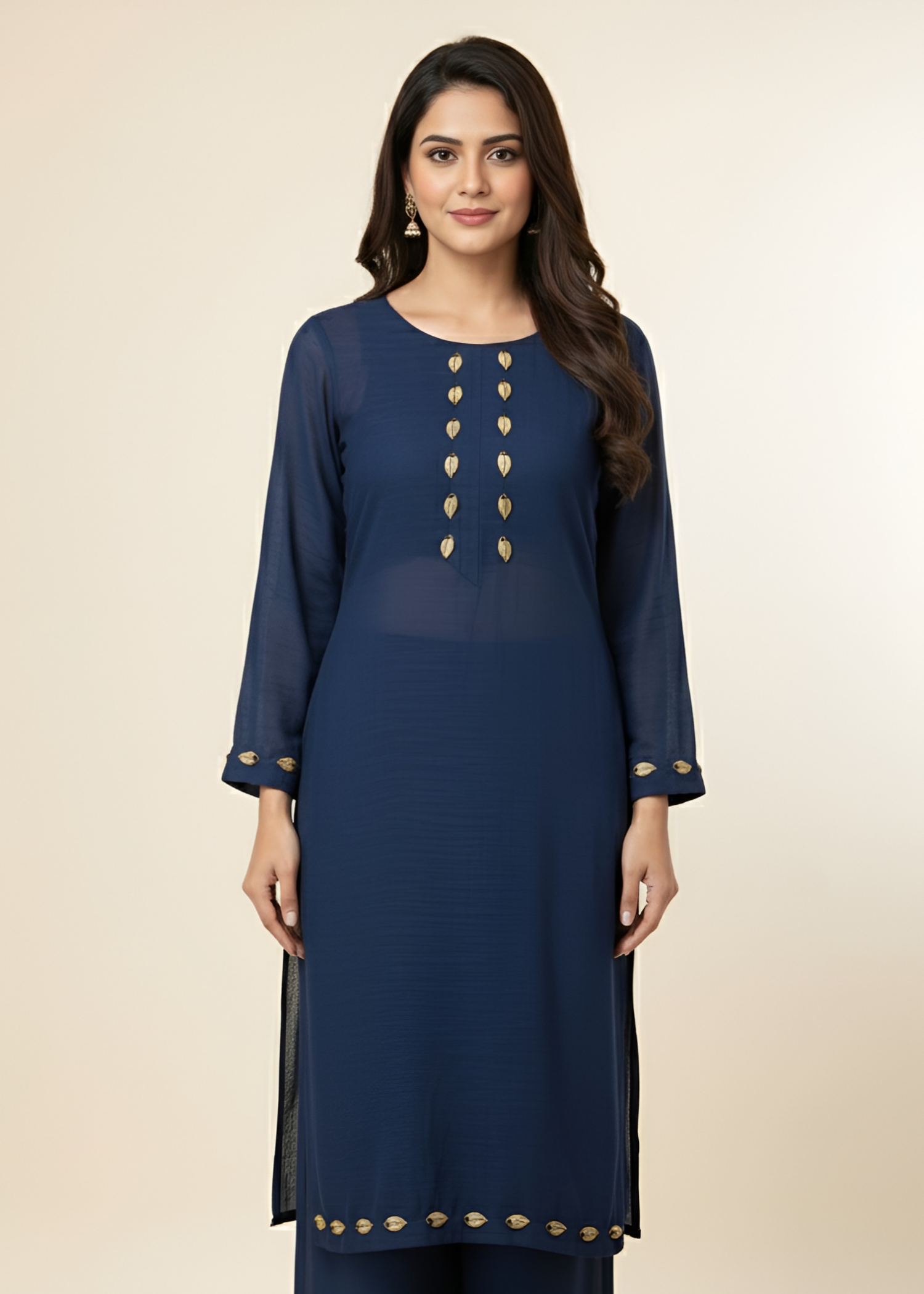 georgette Kurta Set in Dark blue