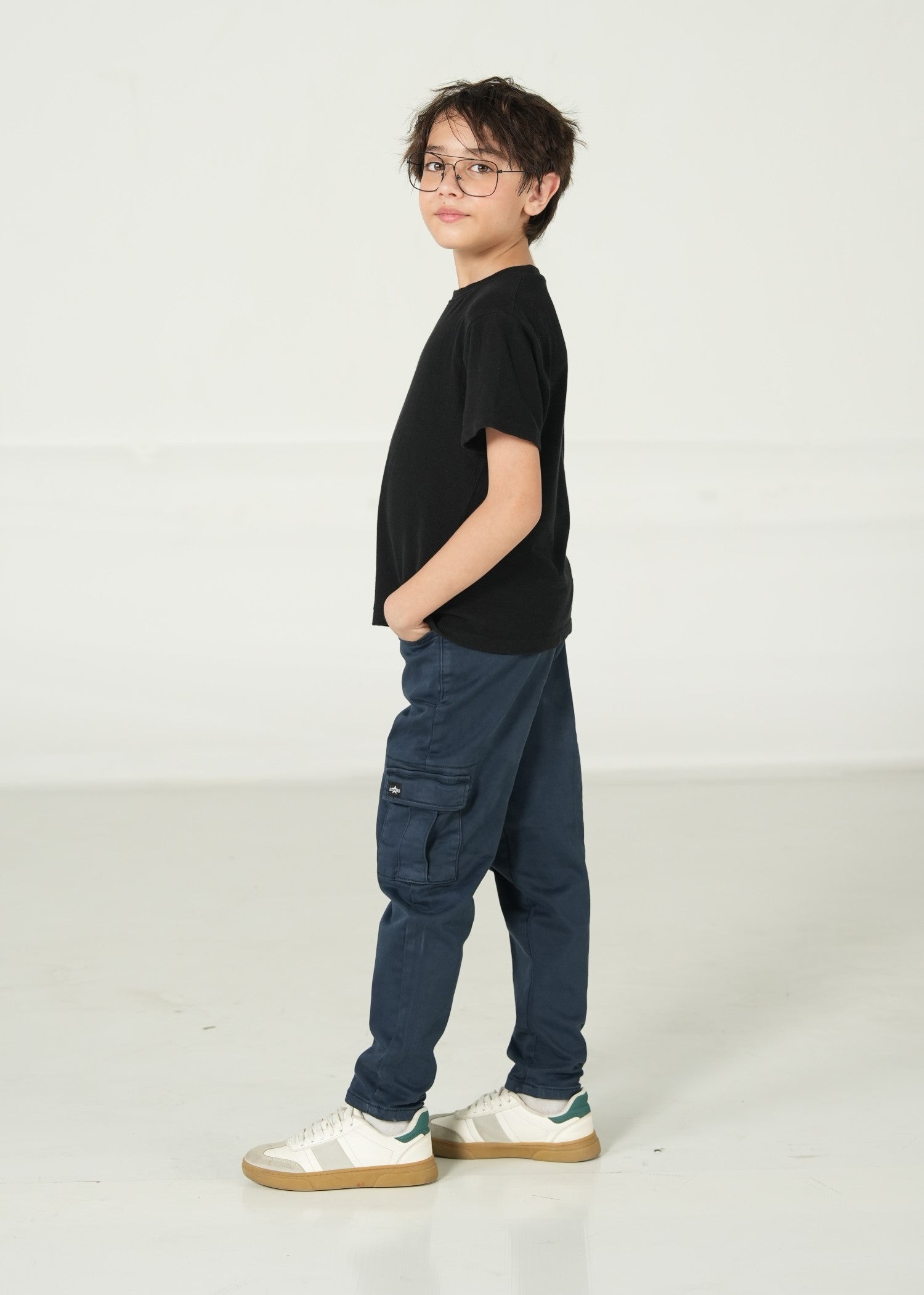 twill cotton Pants in Navy blue