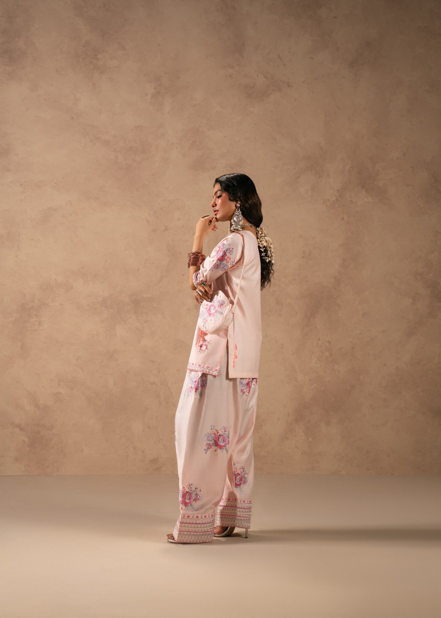 viscose thai silk Kurta Set in Baby pink