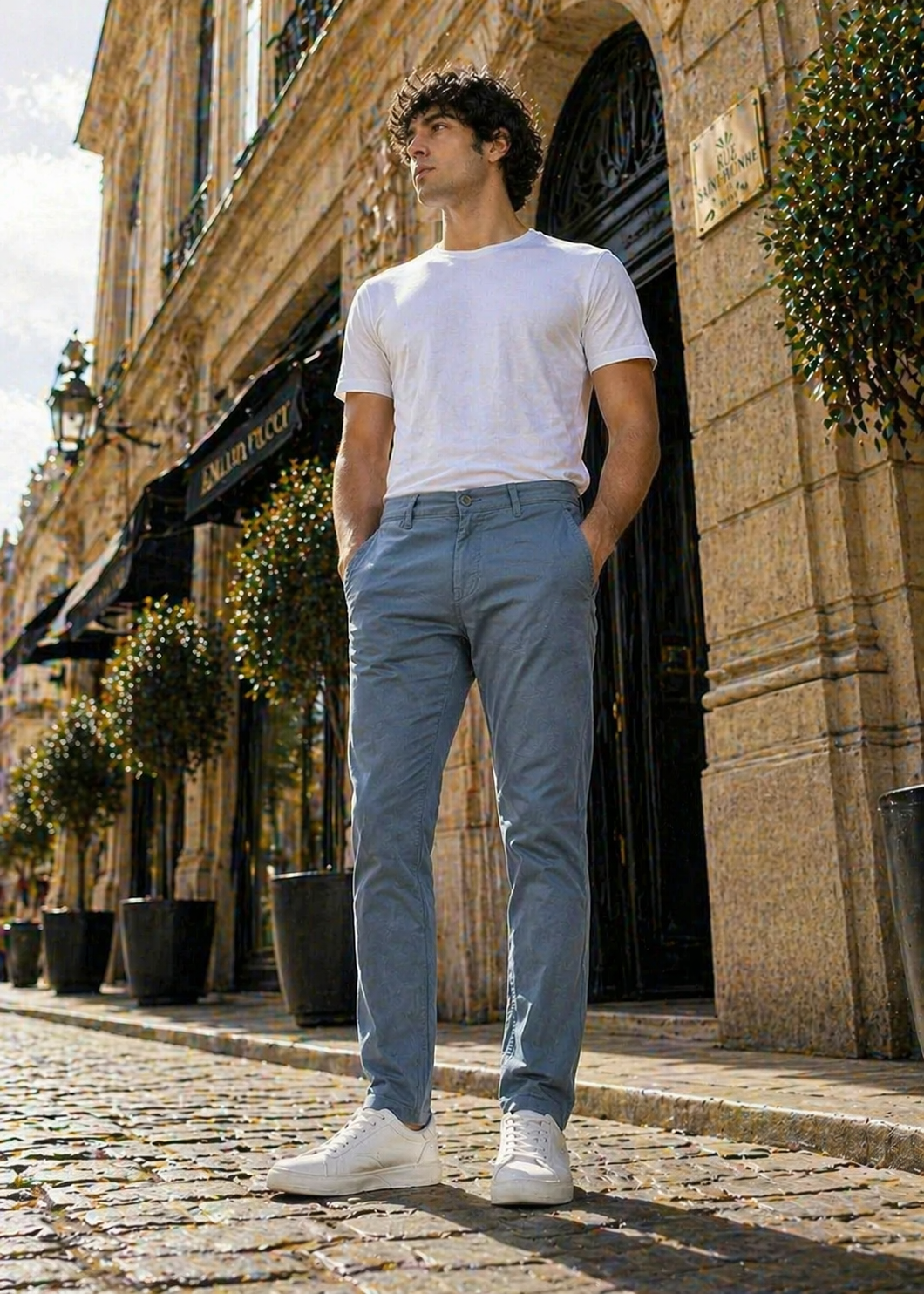 cotton Pants in Slate blue