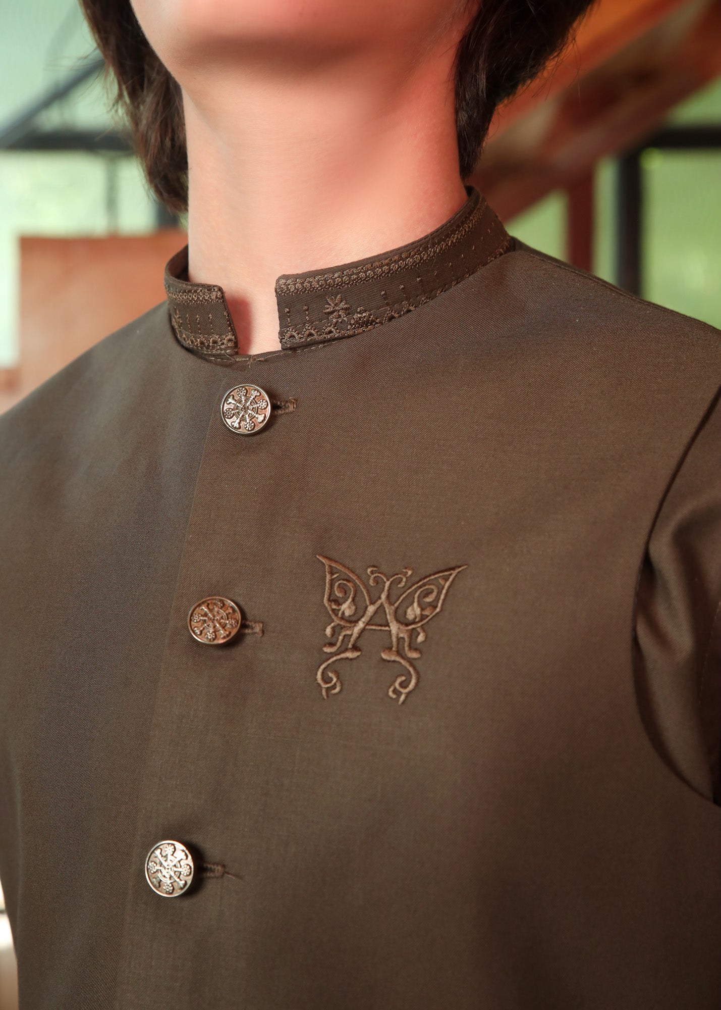 wash & wear Waistcoat in Mocha brown