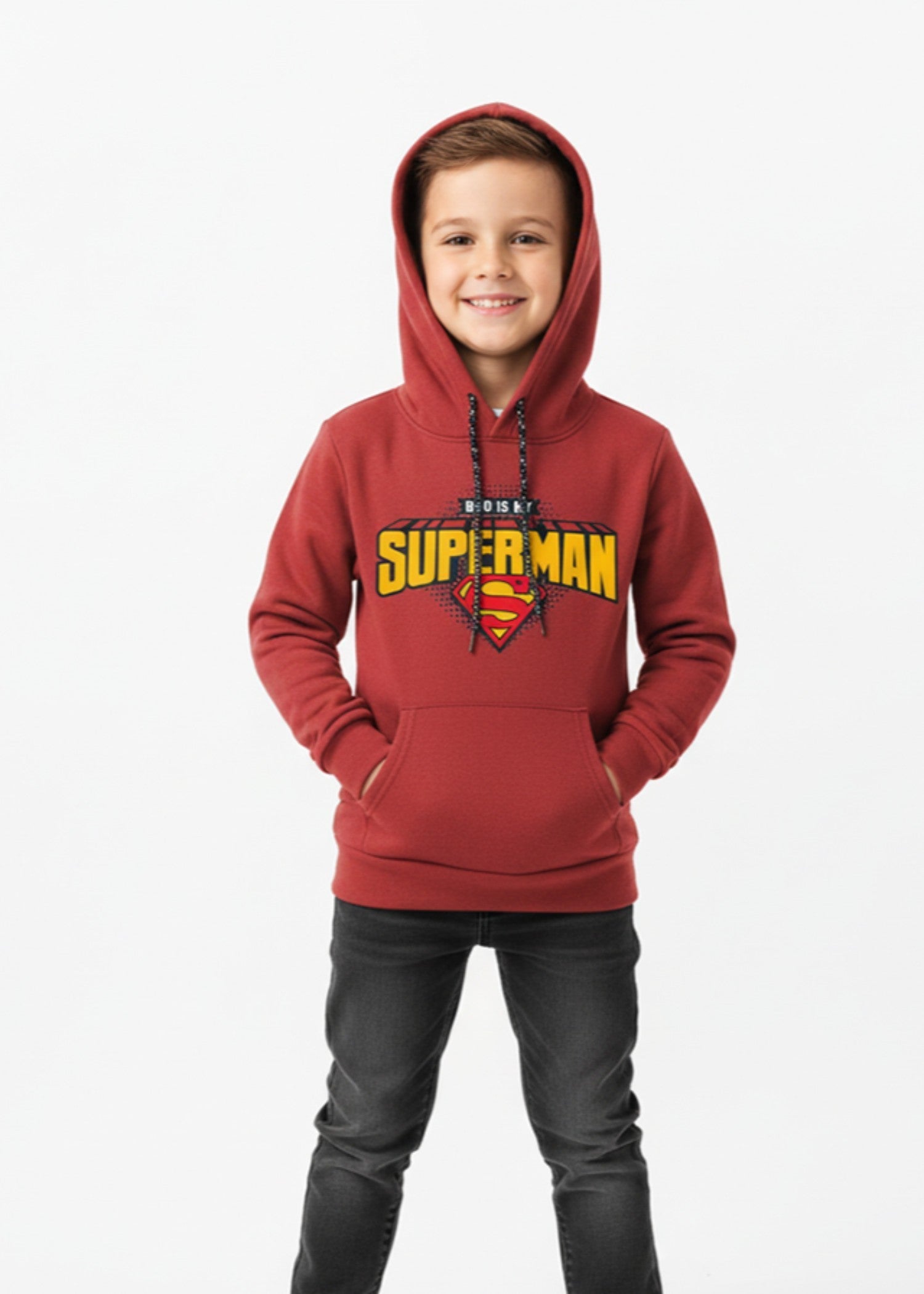 fleece Hoodie in Persian red